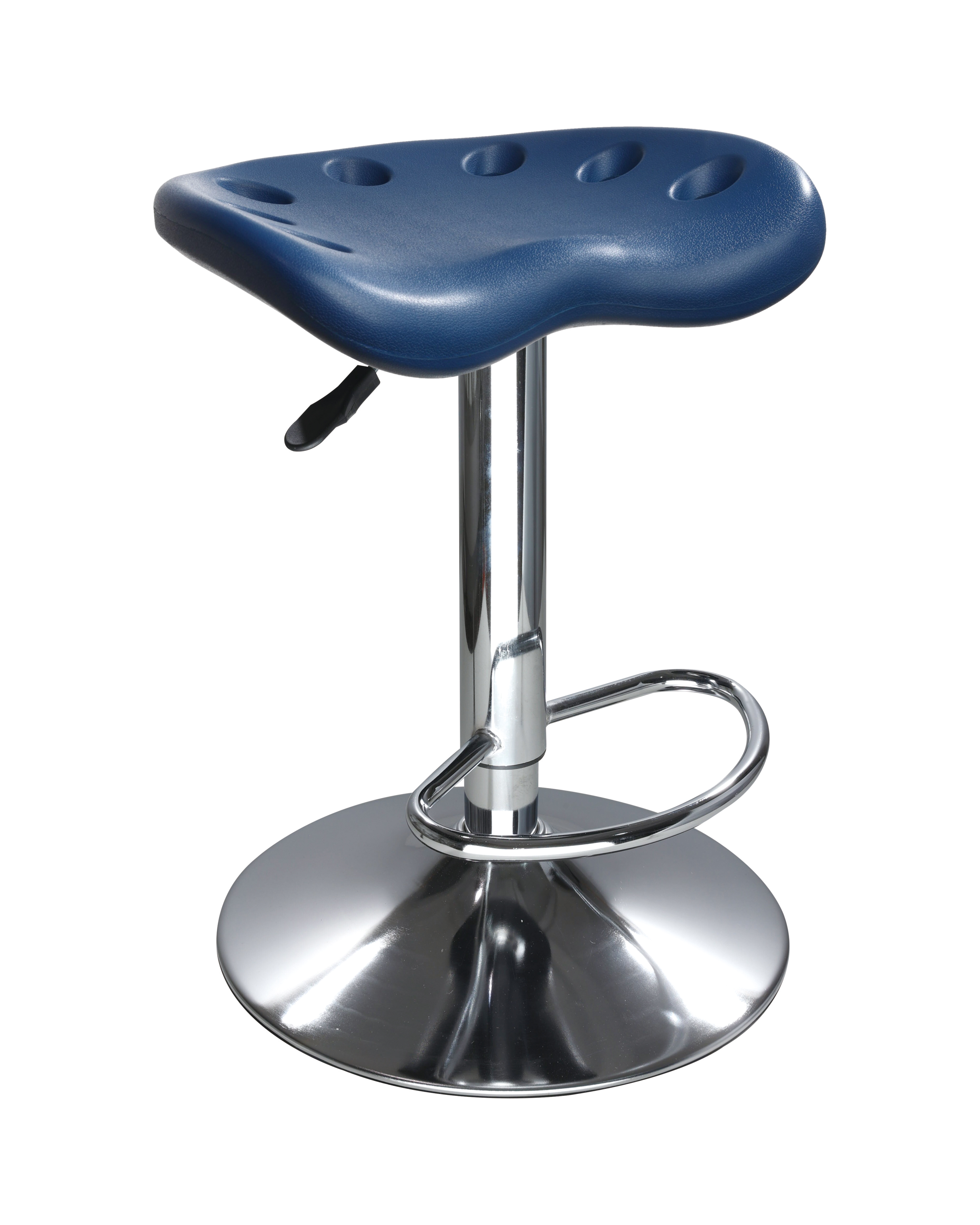 Adjustable Polyurethane Lab Seating with Chrome Foot Ring and Casters Laboratory Seating
