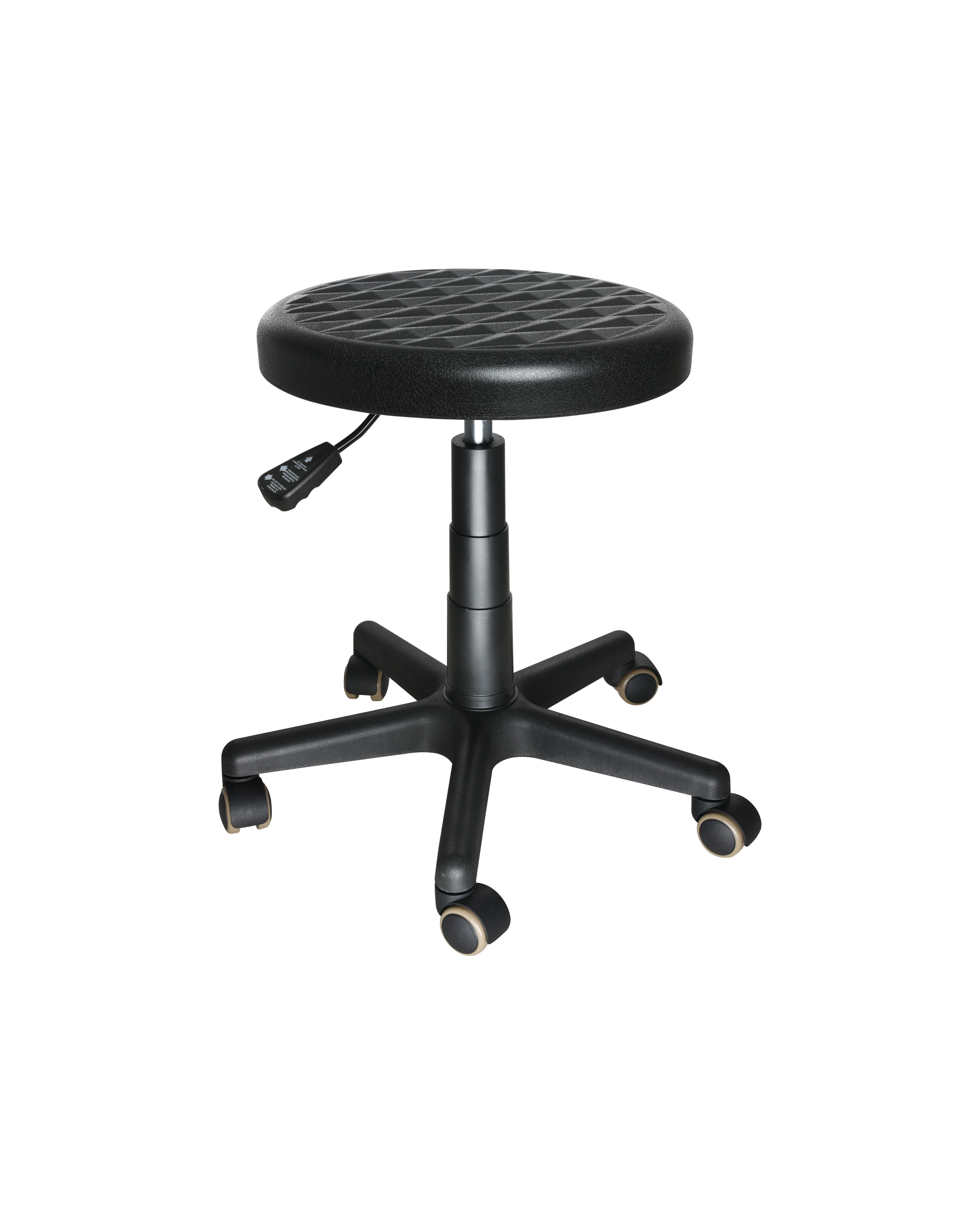 Industrial Polyurethane Stool with Chrome Foot Ring and Adjustable Height Laboratory Stool