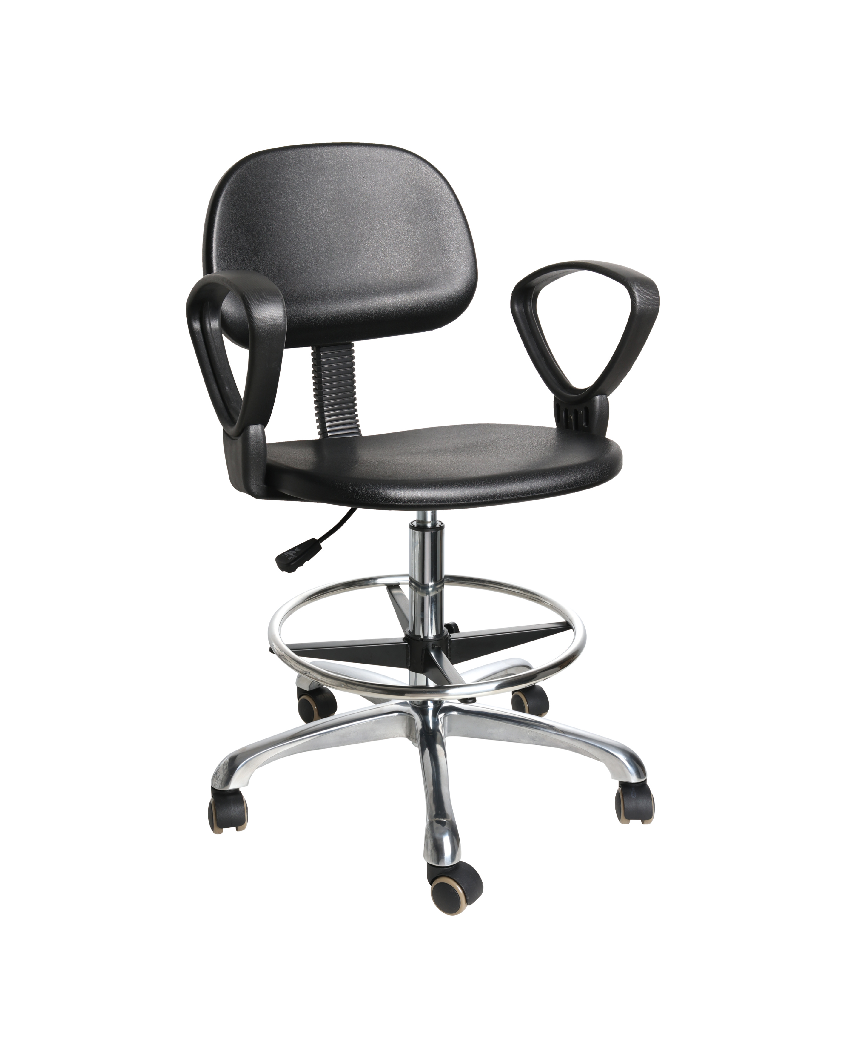 Adjustable anti-static polyurethane chair with gas lift and heavy-duty casters laboratory seating