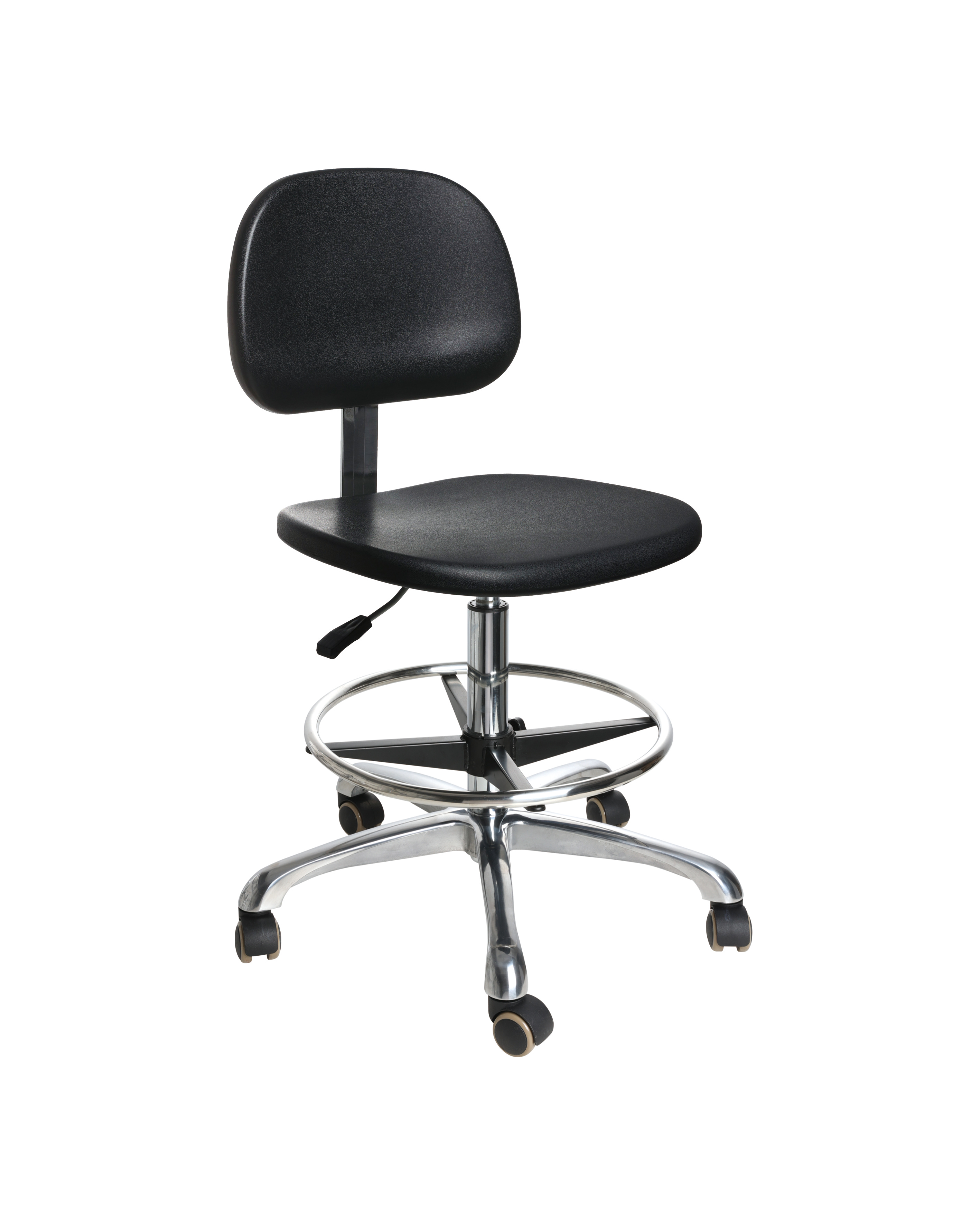 Adjustable anti-static polyurethane chair with gas lift and heavy-duty casters laboratory seating