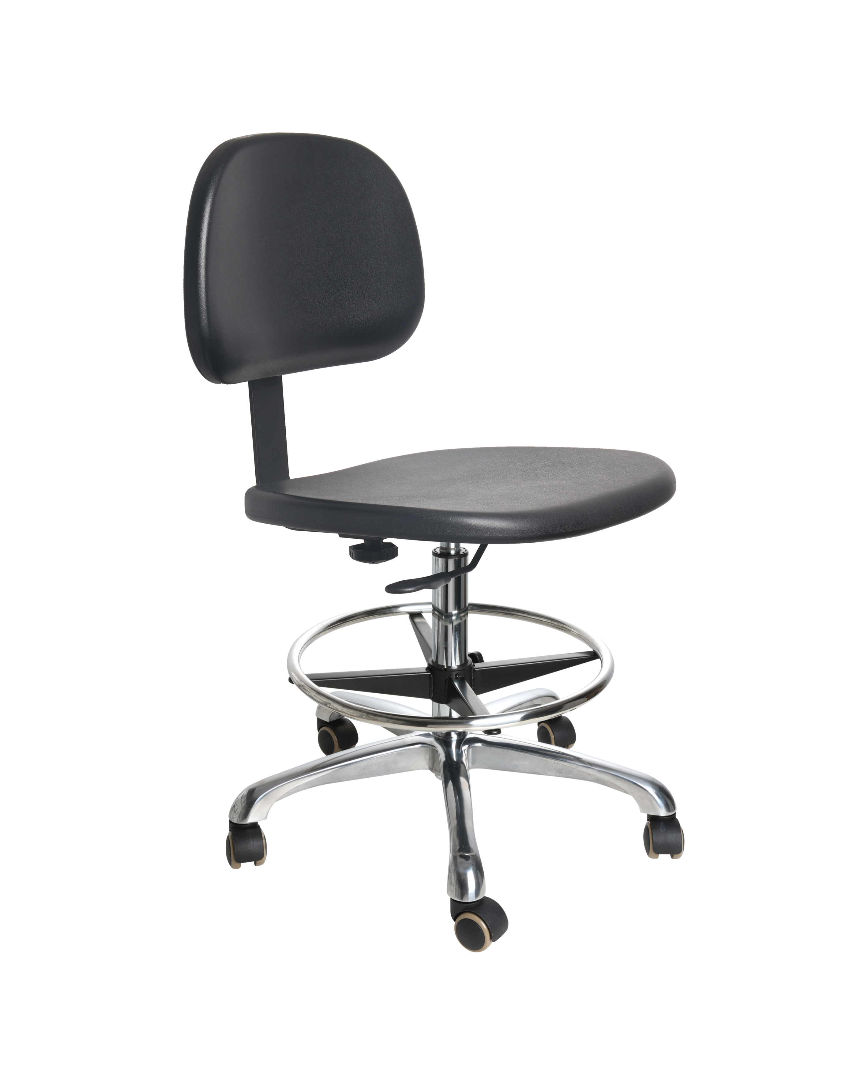 Adjustable anti-static polyurethane chair with gas lift and heavy-duty casters laboratory seating