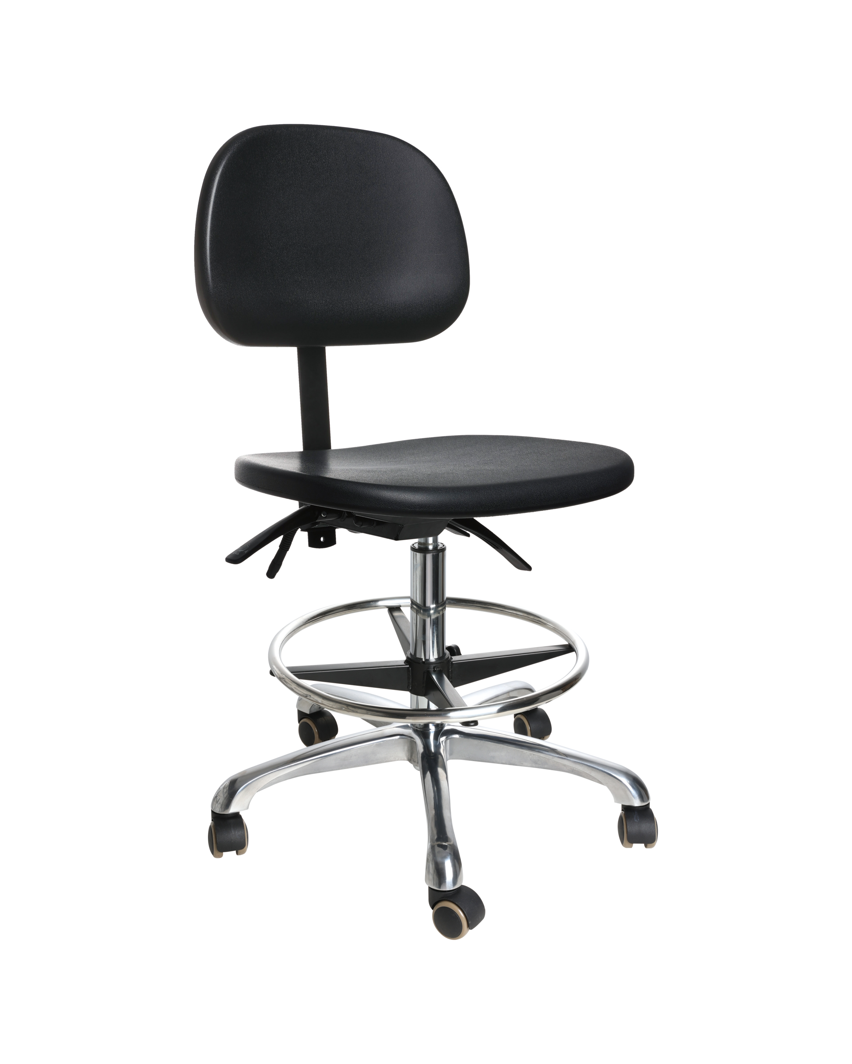 Adjustable anti-static polyurethane chair with gas lift and heavy-duty casters laboratory seating
