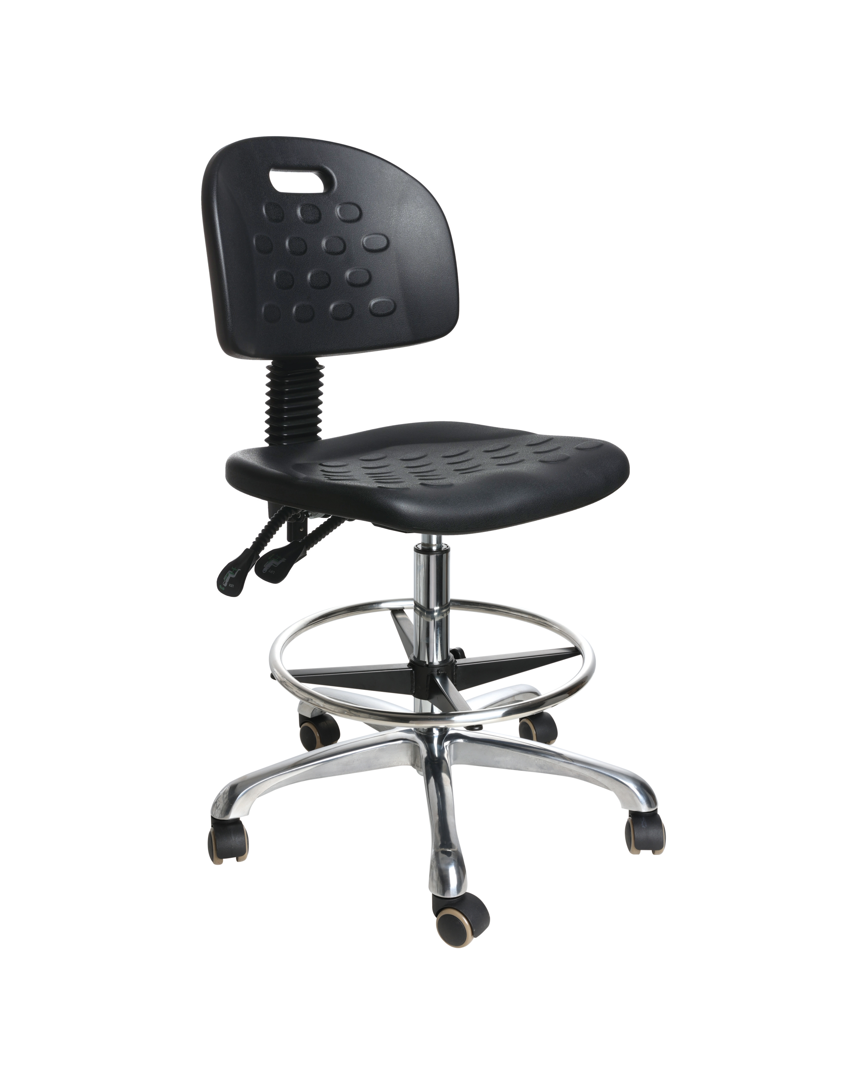Comfortable anti-static swivel chair with polyurethane padding and tilt function laboratory seating