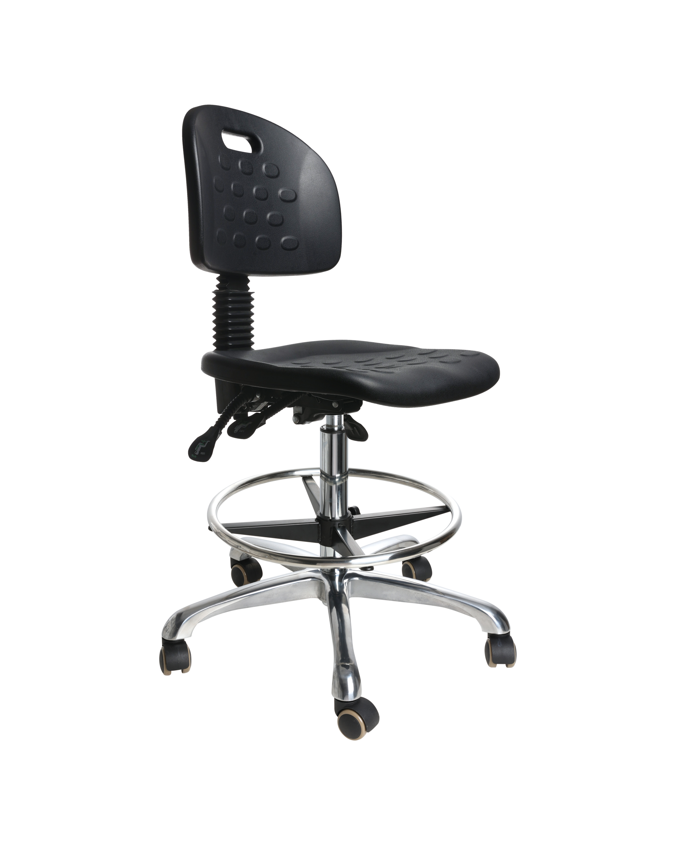 Comfortable anti-static swivel chair with polyurethane padding and tilt function laboratory seating