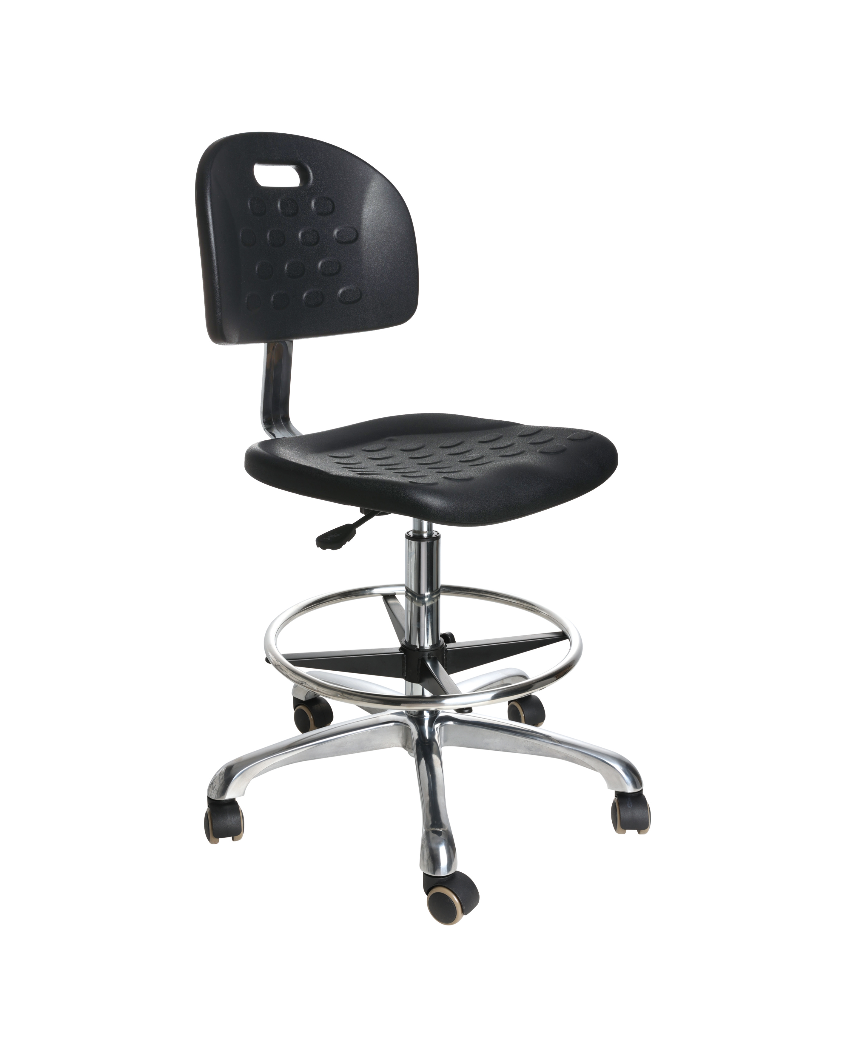 Comfortable anti-static swivel chair with polyurethane padding and tilt function laboratory seating