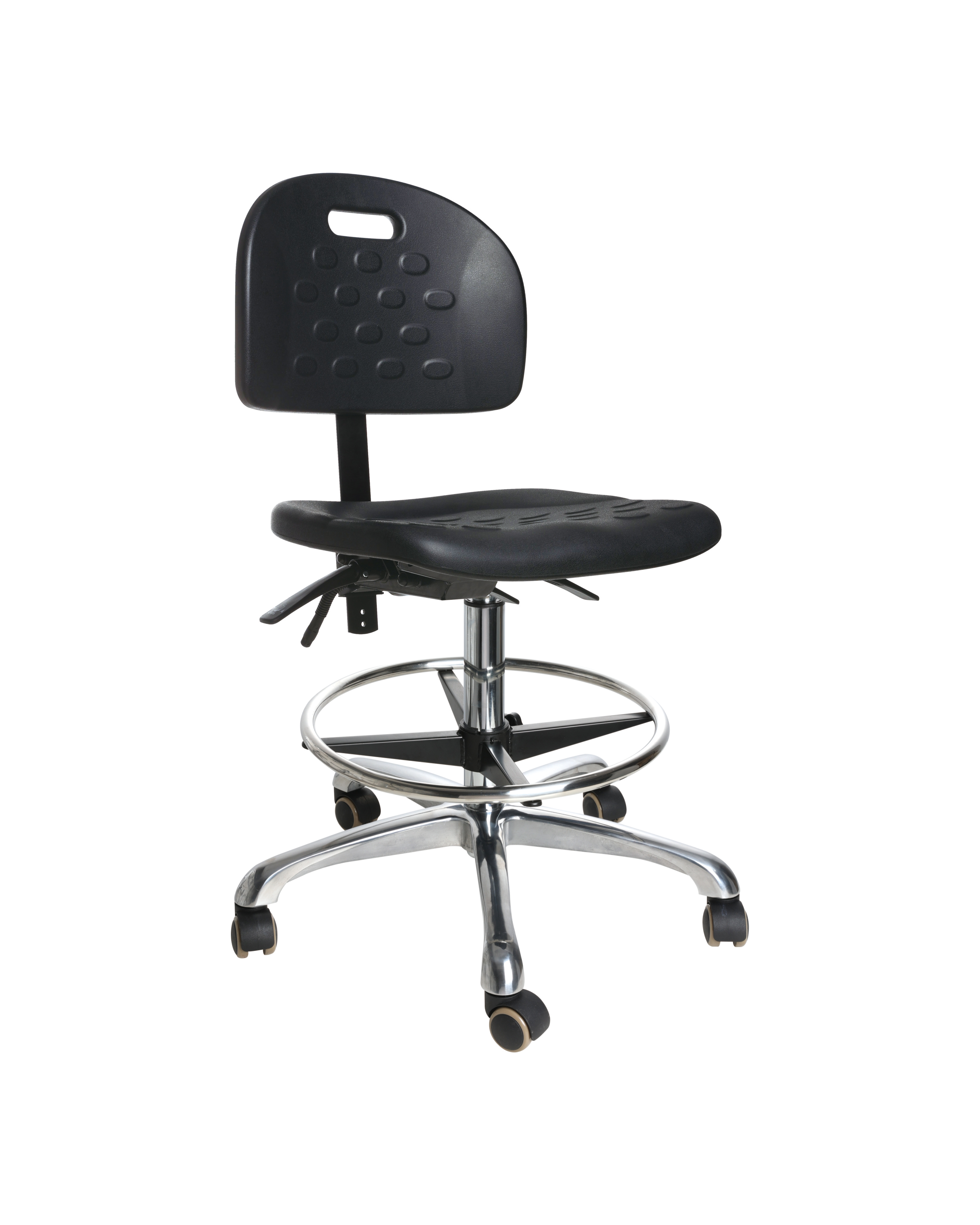 Comfortable anti-static swivel chair with polyurethane padding and tilt function laboratory seating