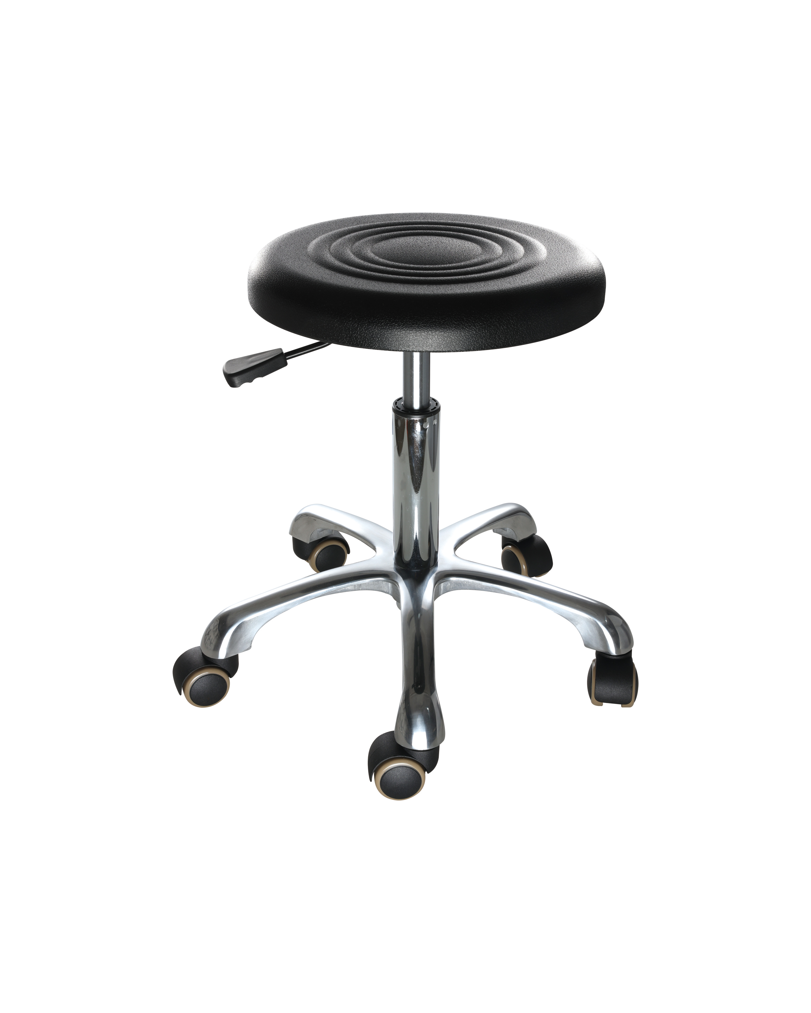 Black Adjustable Polyurethane Chair with Chrome Foot Ring Research Lab Chair