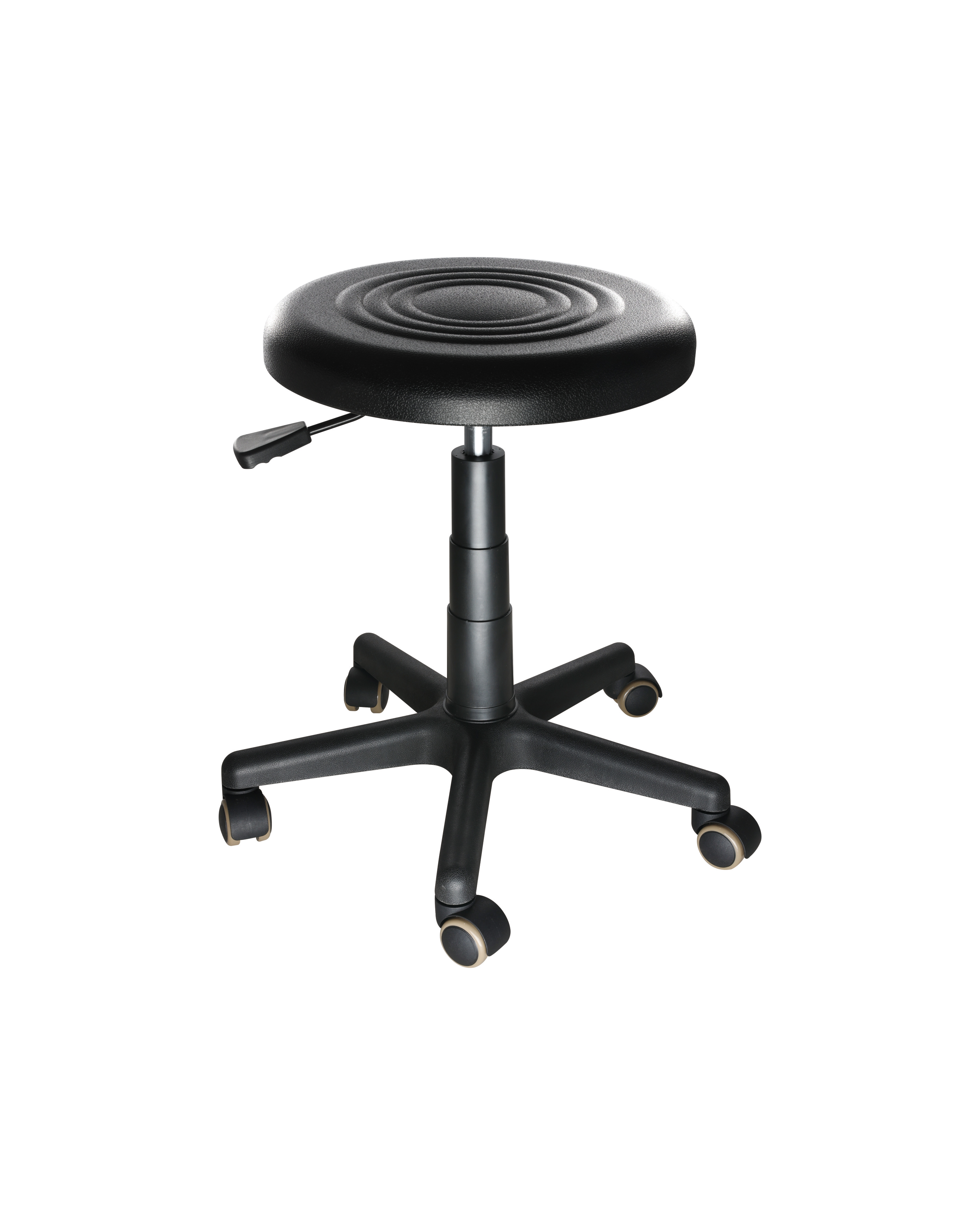 Black Adjustable Polyurethane Chair with Chrome Foot Ring Research Lab Chair