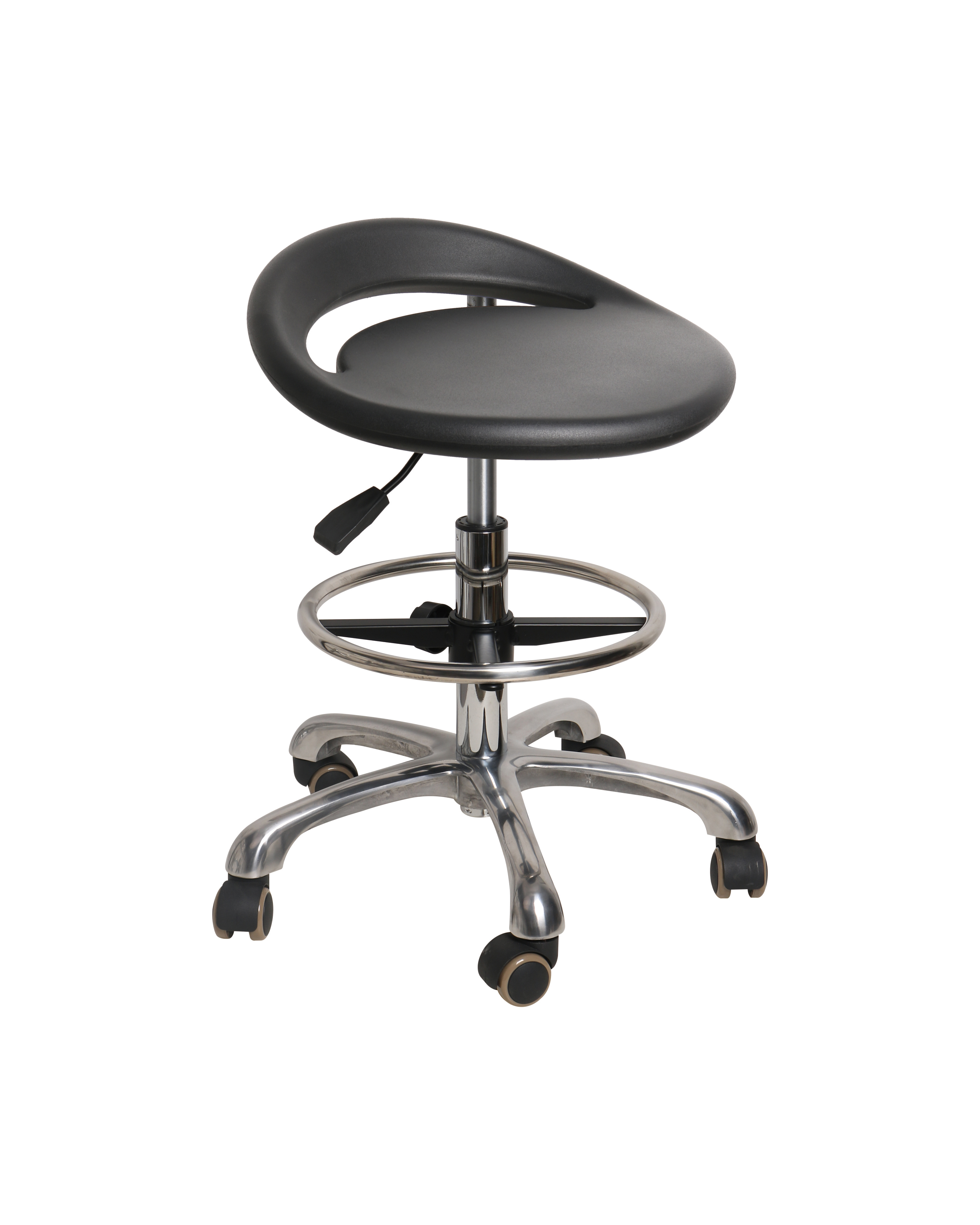 Industrial Polyurethane Adjustable Chair with Chrome Foot Ring Scientific Laboratory Chair