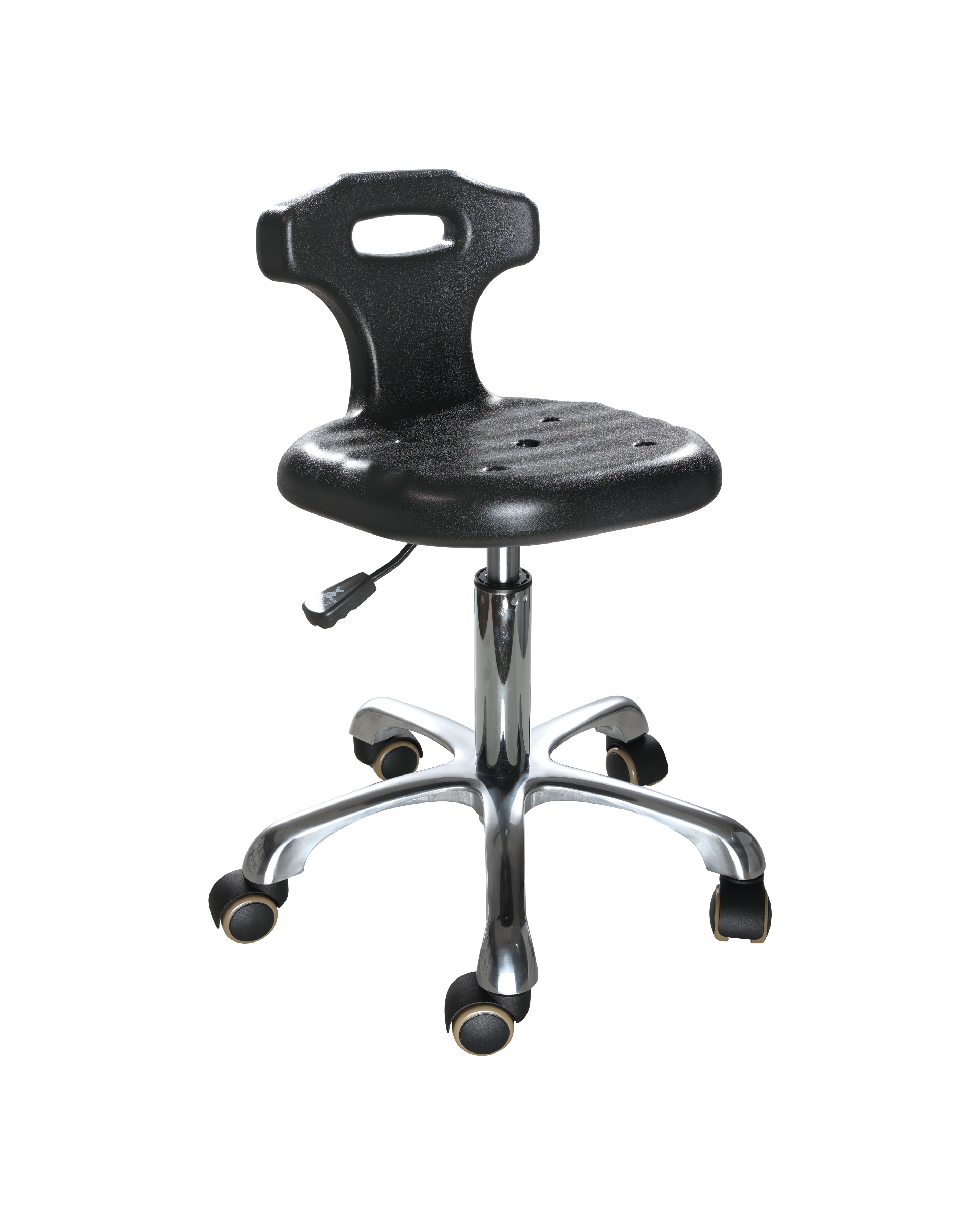 Polyurethane Industrial Chair with Chrome Foot Ring and Casters Laboratory Chair