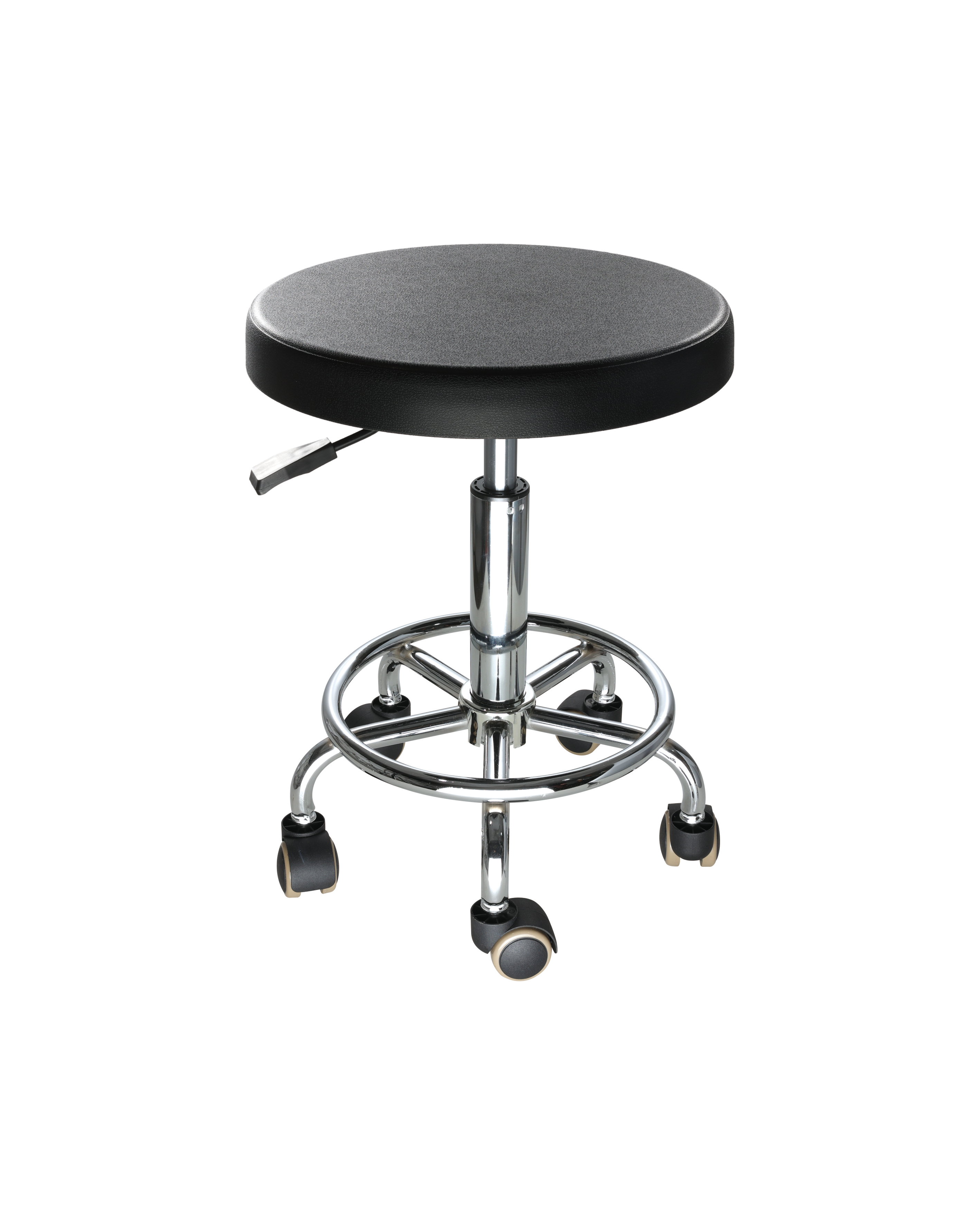 Industrial Polyurethane Rolling Chair with Chrome Foot Ring Laboratory Chair