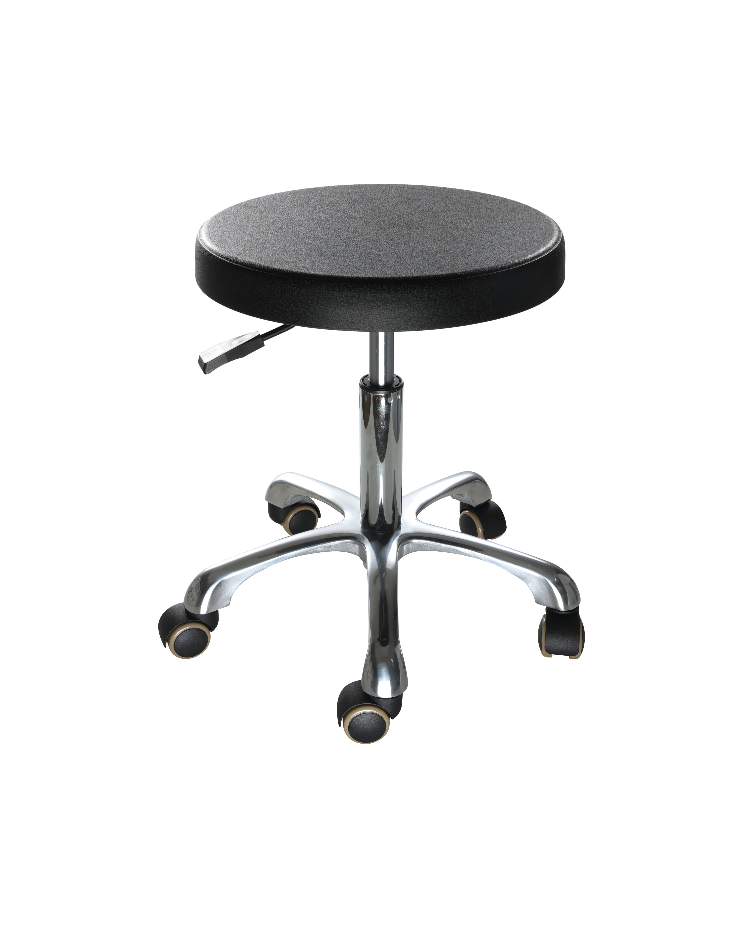 Industrial Polyurethane Rolling Chair with Chrome Foot Ring Laboratory Chair