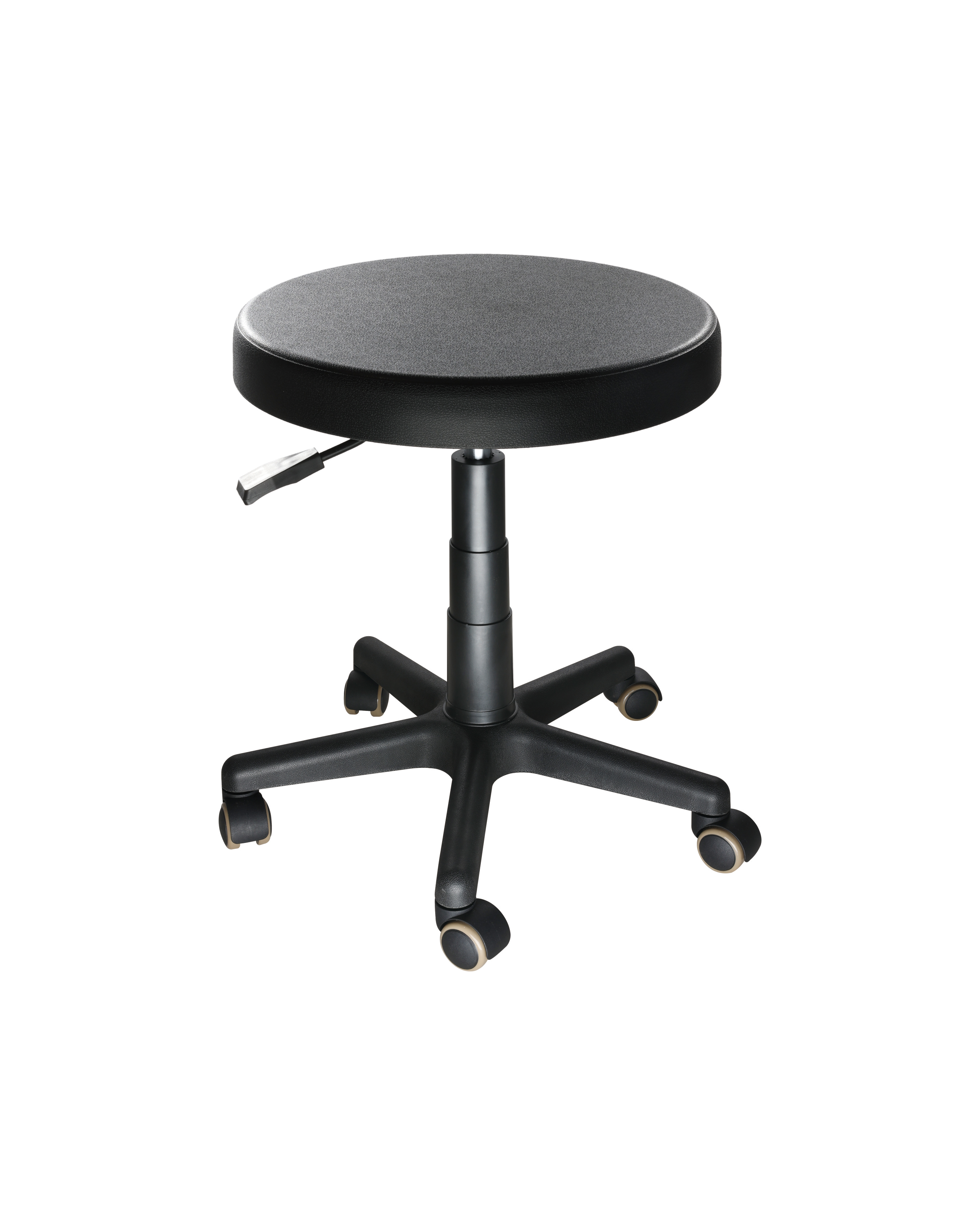 Industrial Polyurethane Rolling Chair with Chrome Foot Ring Laboratory Chair