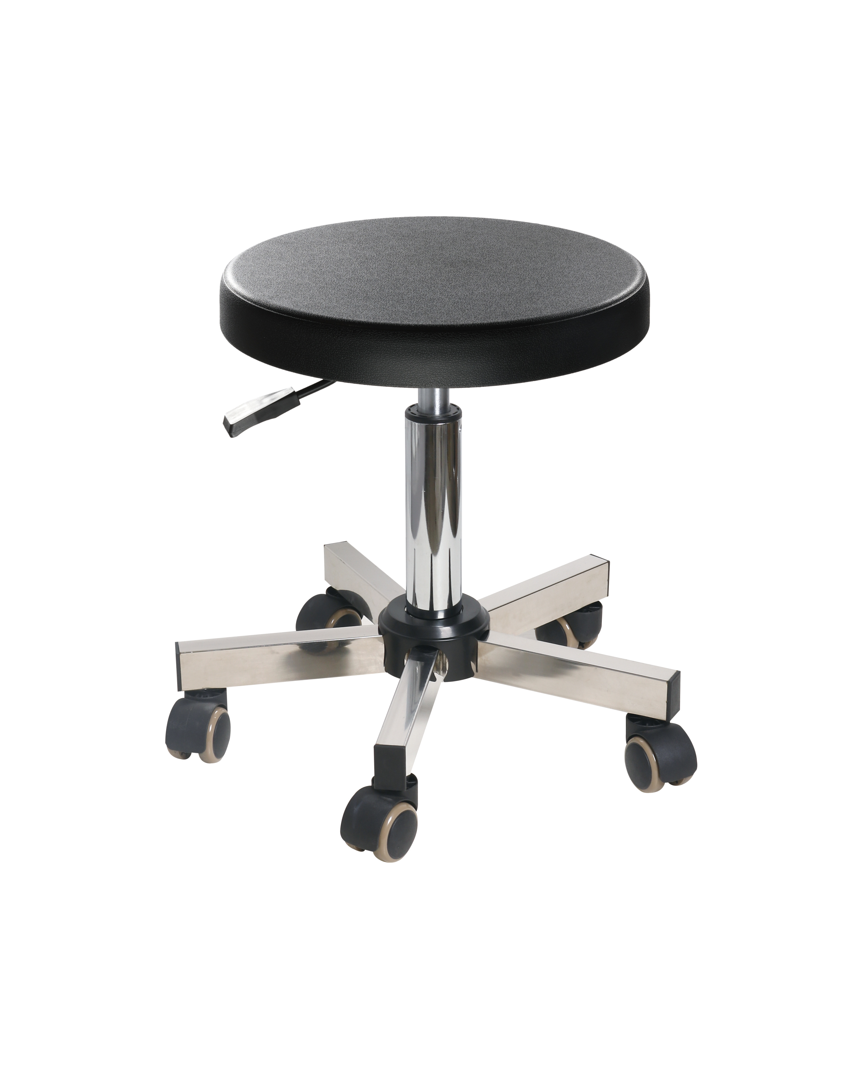 Industrial Polyurethane Rolling Chair with Chrome Foot Ring Laboratory Chair