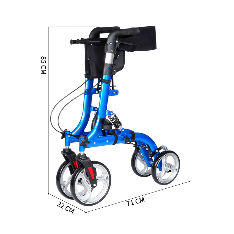 RELAXSMITH Compact High-Arm 4-Wheeled Rollator Walker for Elderly Rehabilitation