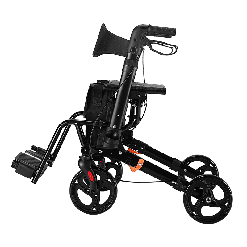 RELAXSMITH Compact Aluminum 4-Wheeled Rollator Walker for Elderly Rehabilitation and Comfort