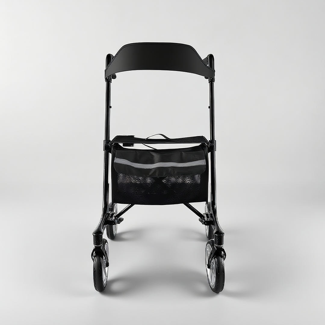 RELAXSMITH High-Arm 4-Wheeled Rollator with Stable Center of Gravity for Use in Hospitals and Clinics