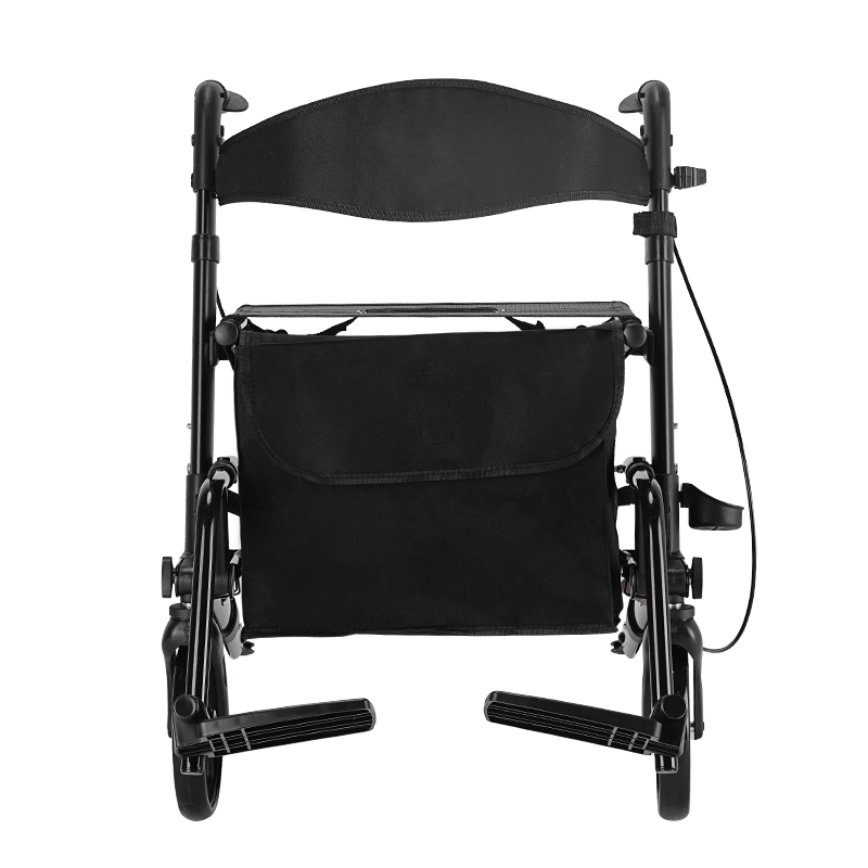 RELAXSMITH Compact Aluminum 4-Wheeled Rollator Walker for Elderly Rehabilitation and Comfort