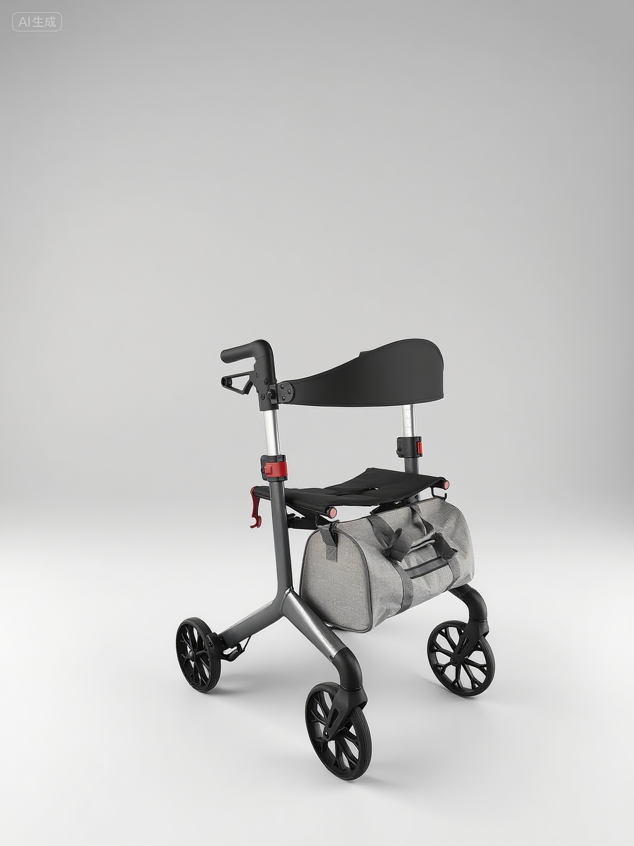 Custom Upright Rollator with Brakes and Forearm Pads for Post-Operative Rehabilitation and Correction