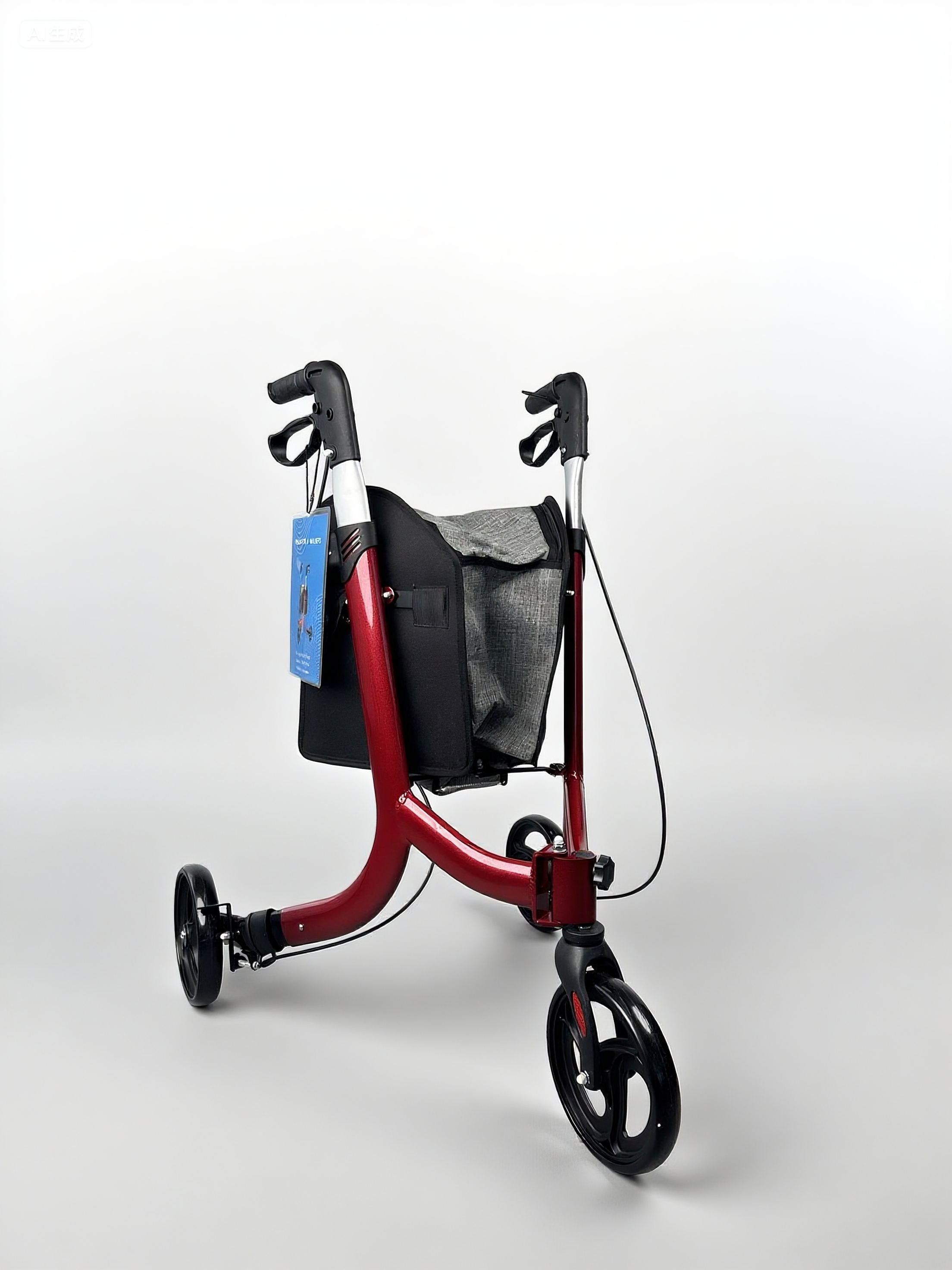 Foldable 3-Wheel Elder Walker with Comfort Grip and Reflective Safety Strips