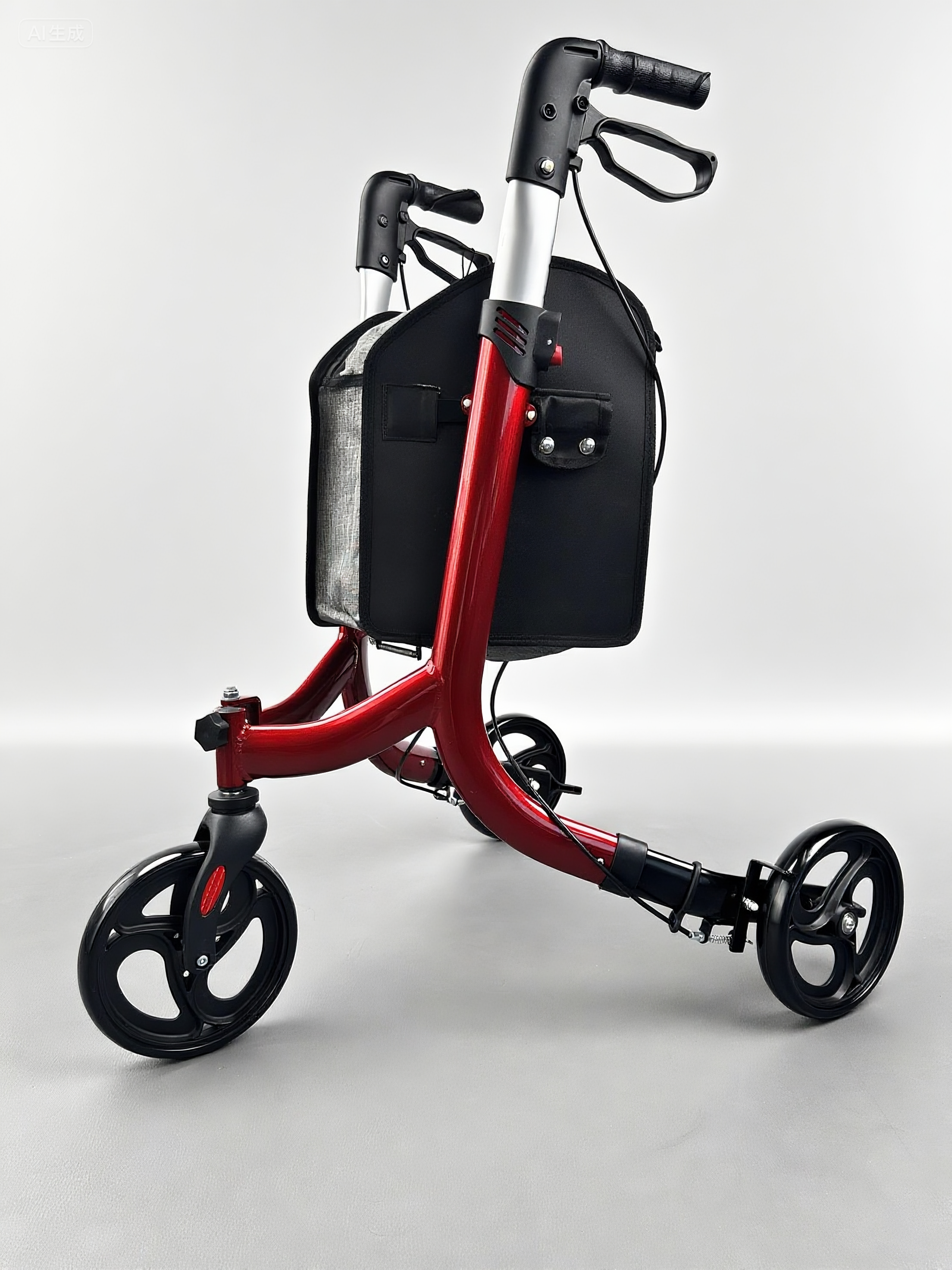 Foldable 3-Wheel Elder Walker with Comfort Grip and Reflective Safety Strips