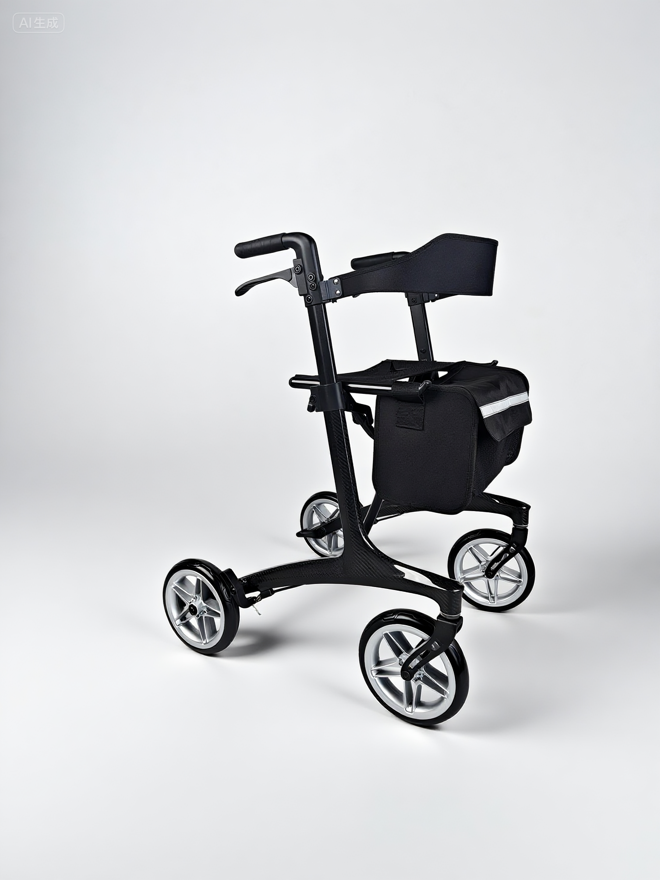 RELAXSMITH High-Arm 4-Wheeled Rollator with Stable Center of Gravity for Use in Hospitals and Clinics