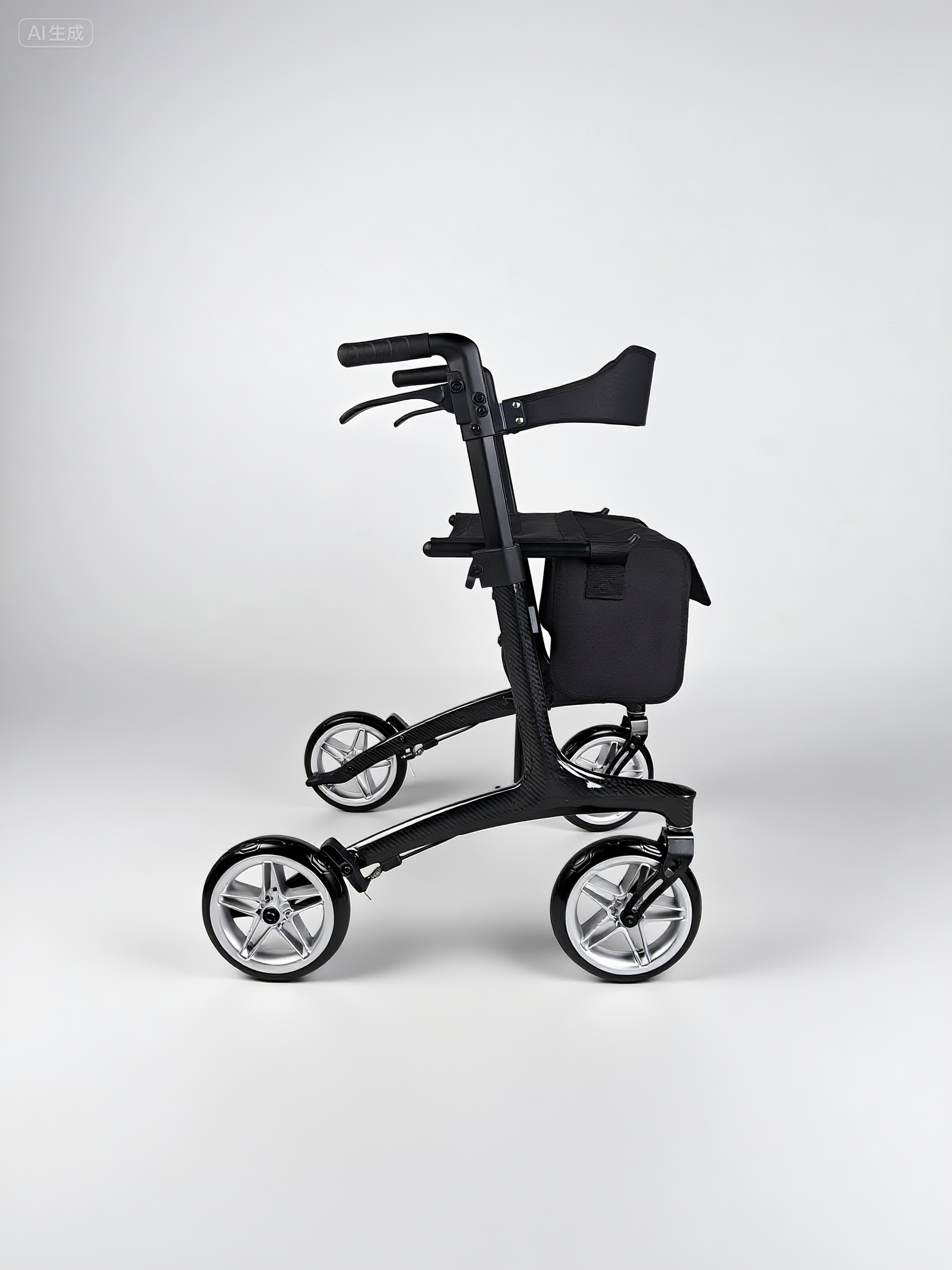 RELAXSMITH High-Arm 4-Wheeled Rollator with Stable Center of Gravity for Use in Hospitals and Clinics