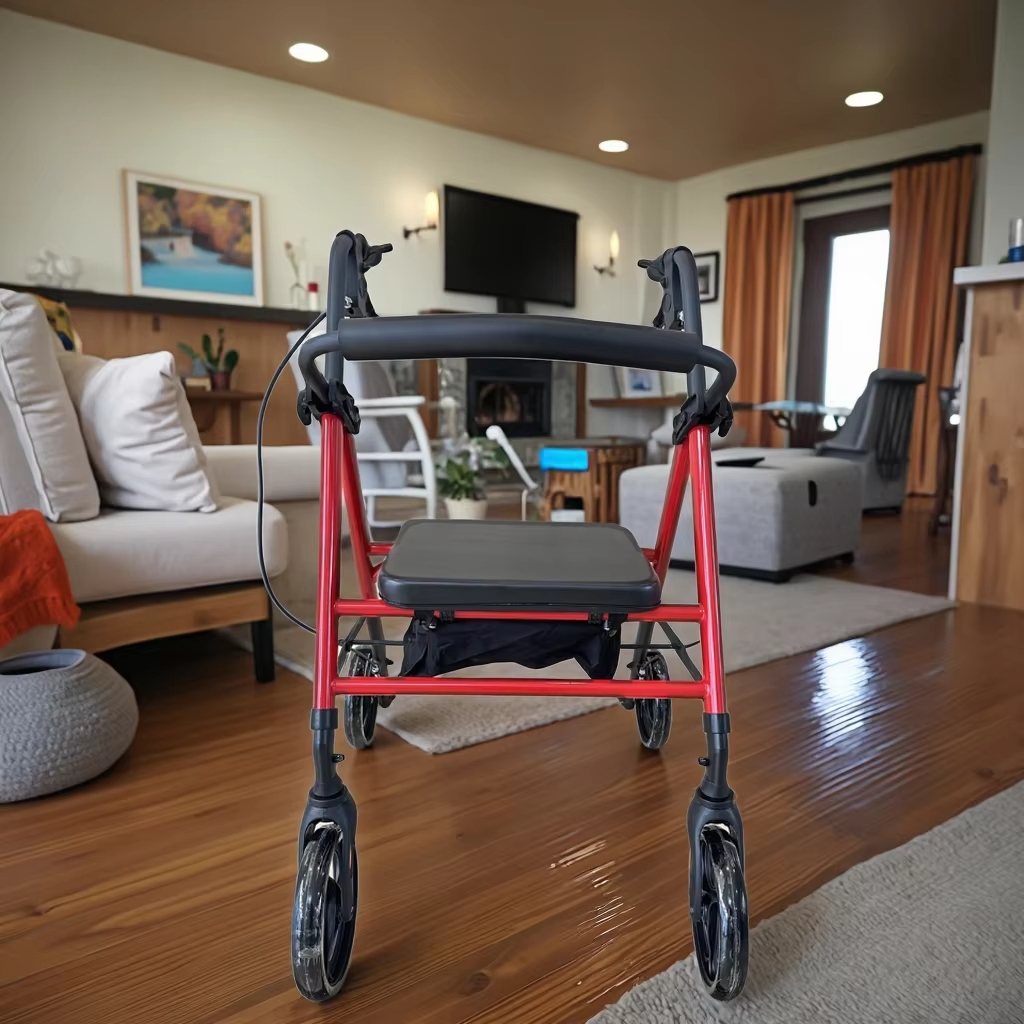 Aluminum Lightweight 4-Wheeled Foldable Rollator with Seat | OEM & ODM Mobility Walker Manufacturer