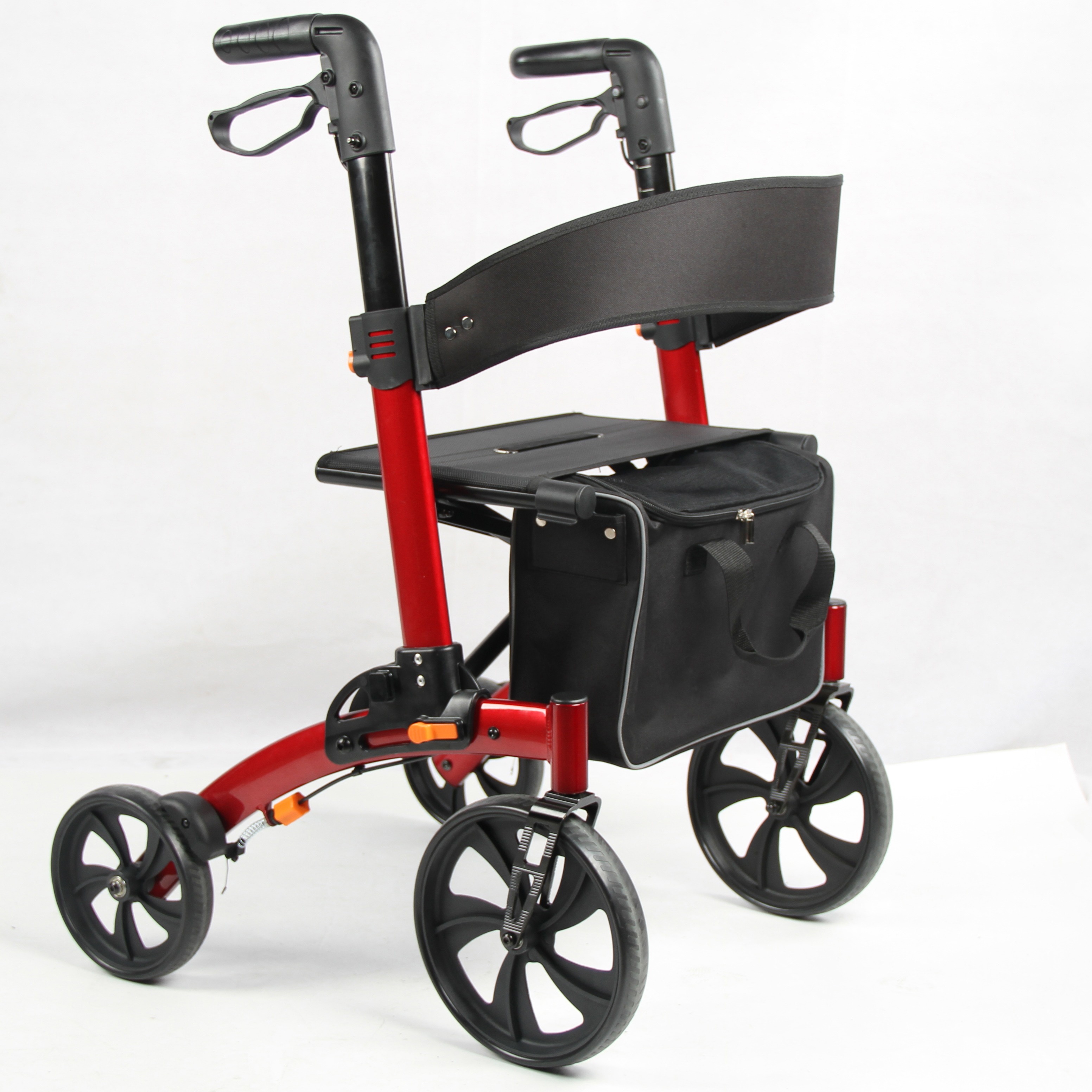Premium Foldable 4-Wheeled Aluminum Rollator for Outdoor Use with Backrest | Bulk Wholesale Supplier