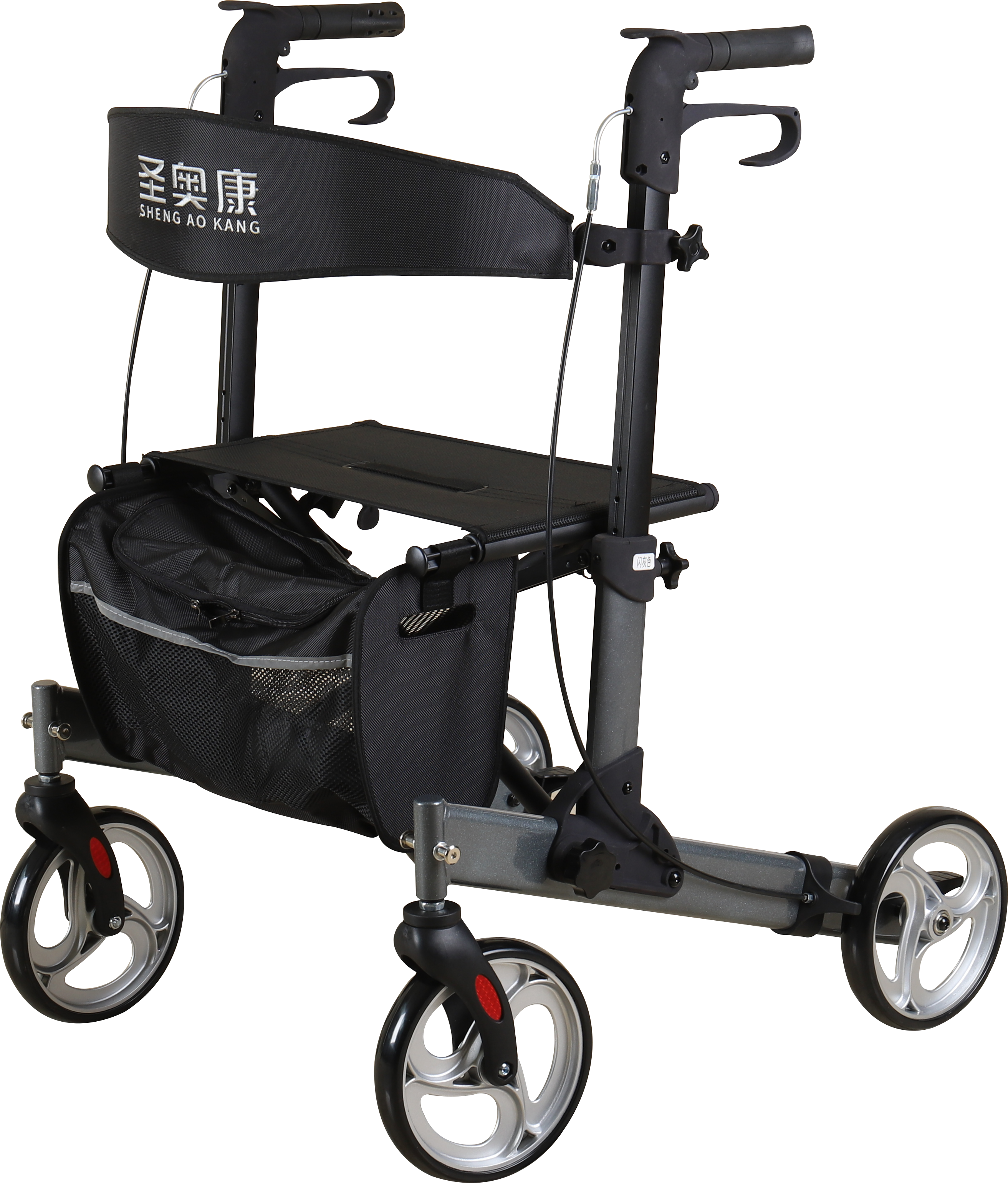 RS-AR2011 Bariatric 4-Wheeled Rollator with Wide Seat and LED Light for Elderly with Arthritis