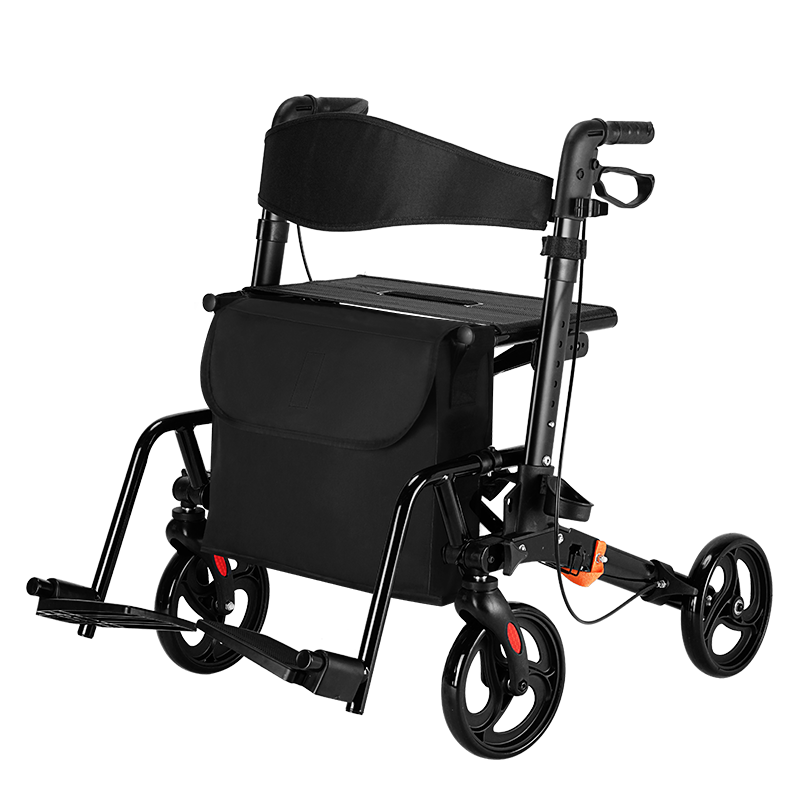 Bariatric 4-Wheeled Rollator with Wide Seat for Elderly - Heavy Duty Mobility Aid for City Sidewalks