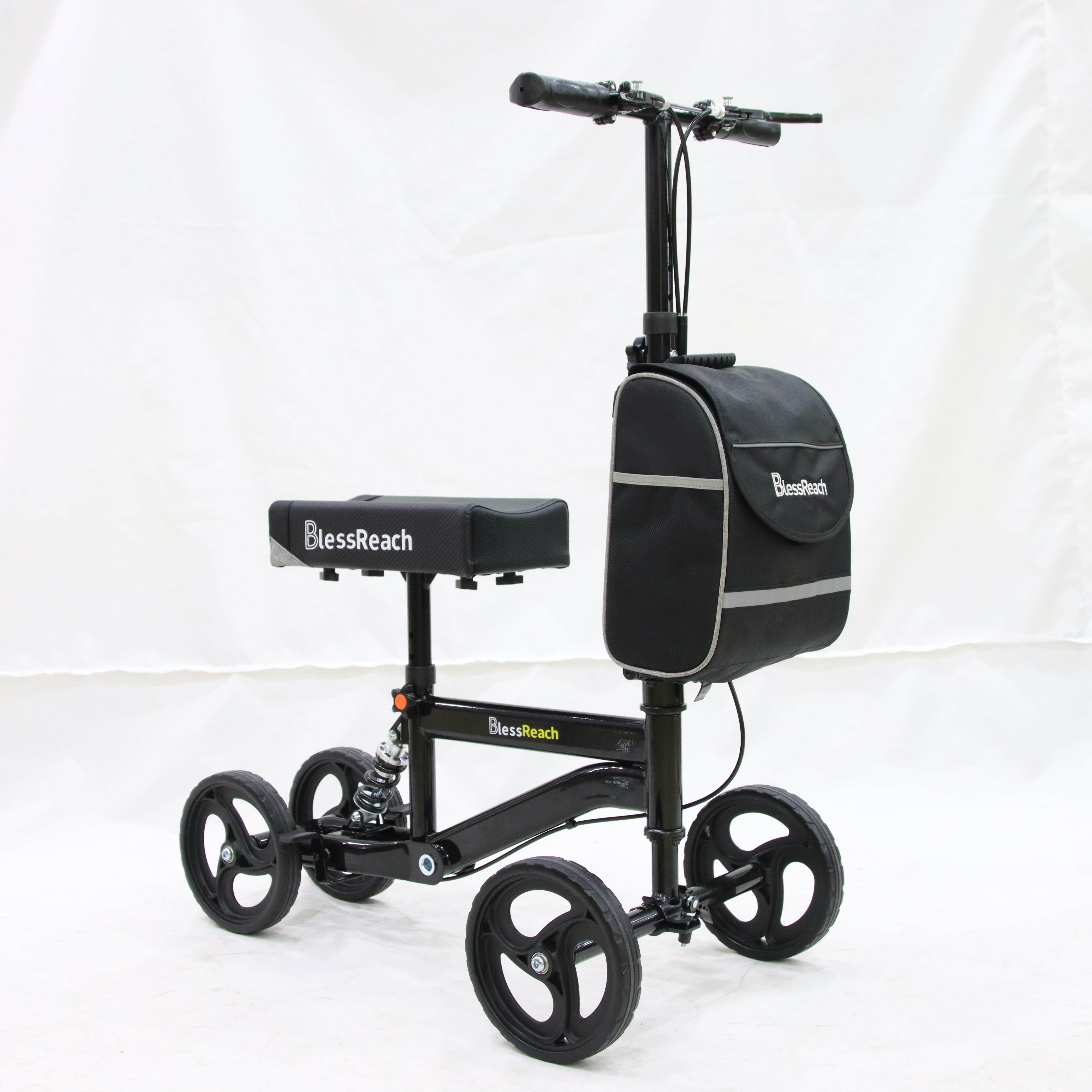 RELAXSMITH Carbon Steel Knee Walker with Hand Brakes | Recovery Scooter for Post-Surgery Mobility