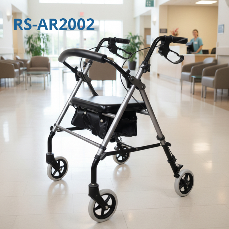 RS-AR2002 Rollator – Lightweight, Durable, and Adjustable with Seat & Storage Bag | CE Certified for Disabled Use