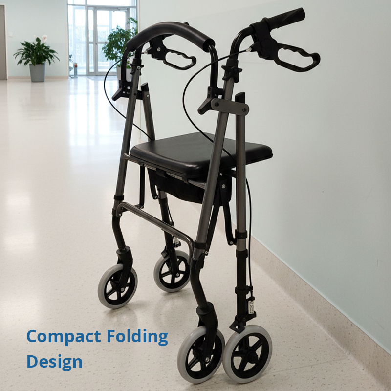 RS-AR2002 Rollator – Lightweight, Durable, and Adjustable with Seat & Storage Bag | CE Certified for Disabled Use