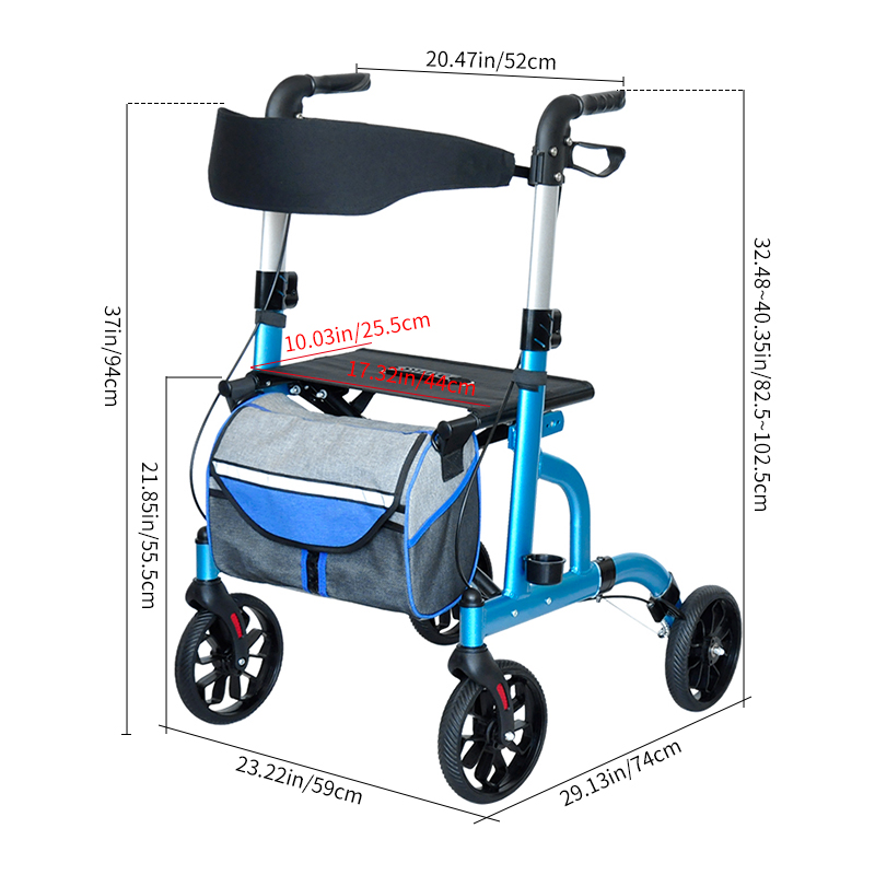 Custom OEM Rollator with Logo Printing and Tray for Home Use