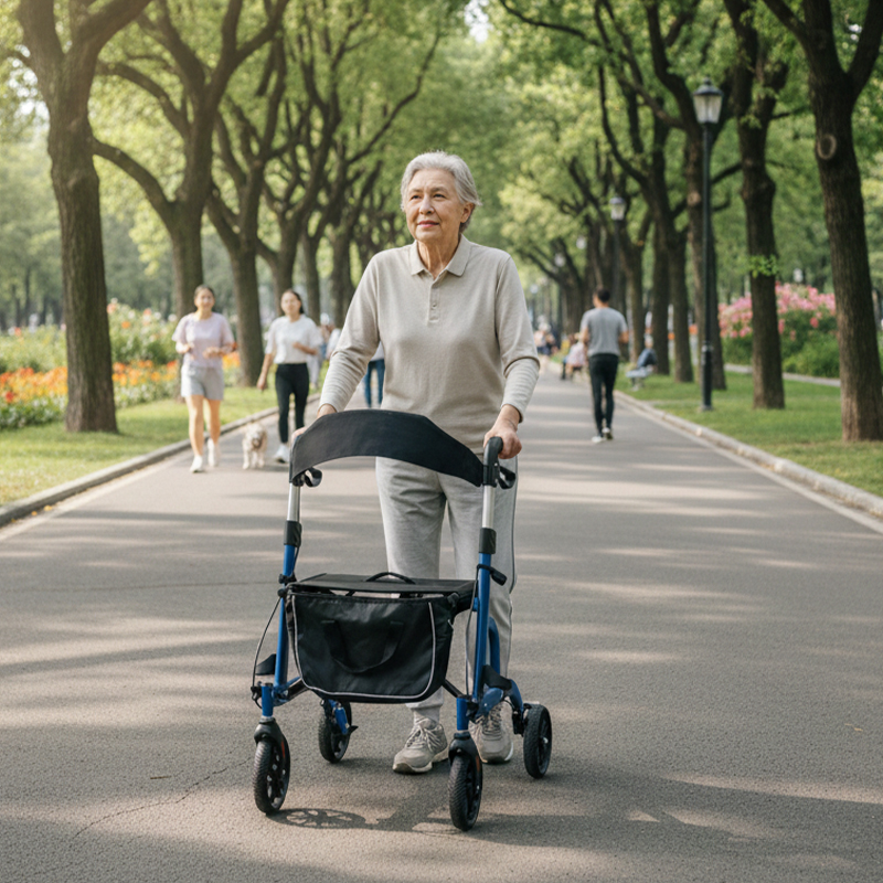 RS-AR2005 Lightweight Aluminum Rollator – 136kg Capacity, Seat & Storage Bag Mobility Aid for Elderly Care Providers