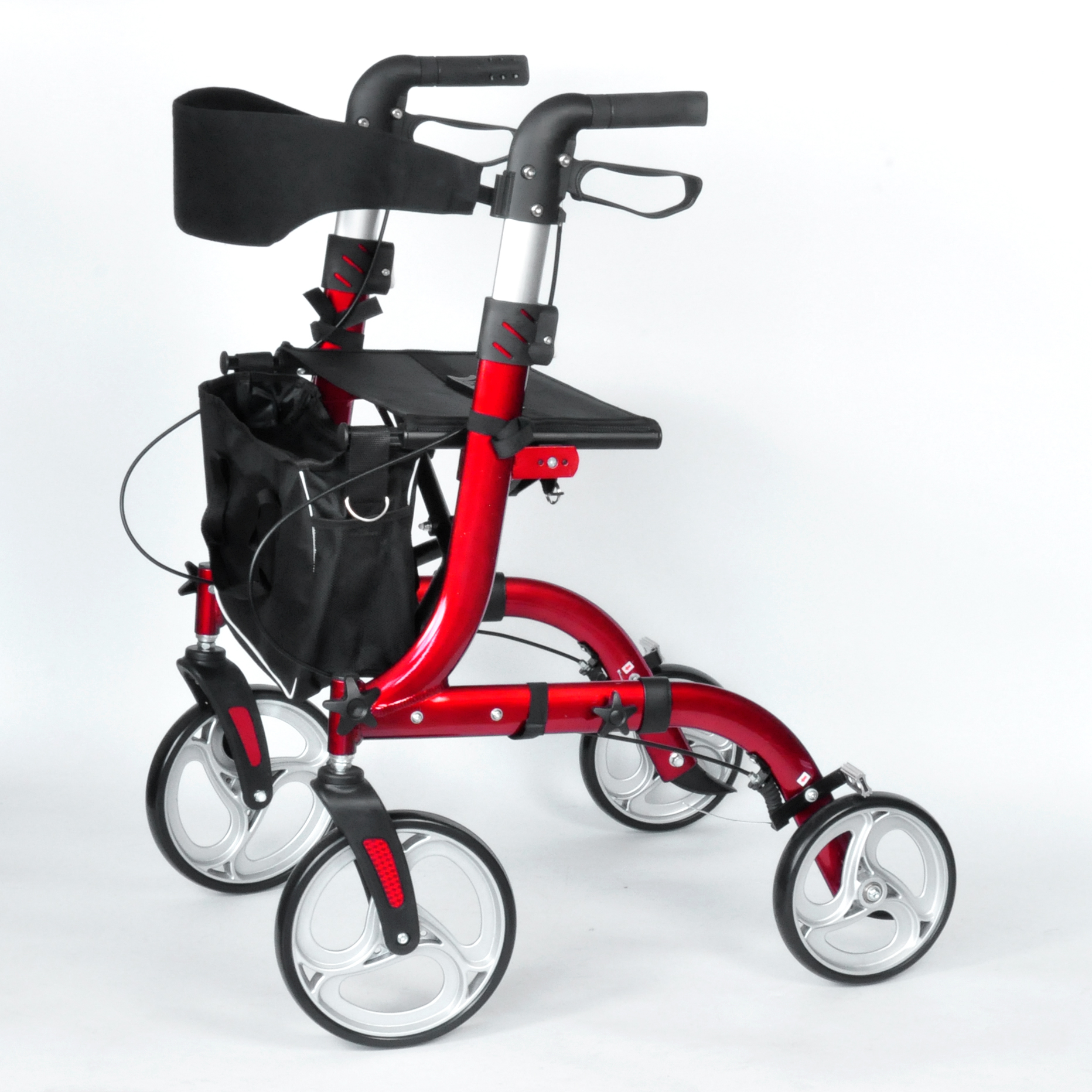 Premium Foldable 4-Wheeled Aluminum Rollator for Outdoor Use with Backrest | Bulk Wholesale Supplier