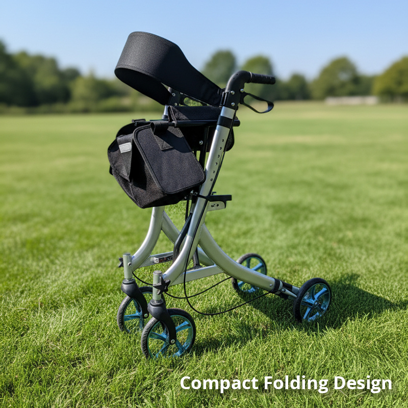 RS-AR2007Aluminum Rollator for Restricted Mobility – Adjustable Handlebar, CE Certified, 136kg Capacity | Ideal Mobility Aid for Healthcare Providers