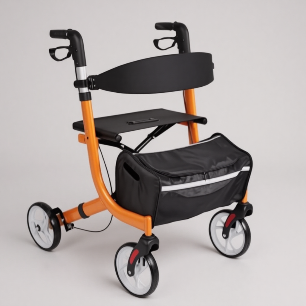Lightweight Upright Rollator with Phone Holder and Padded Forearm Supports