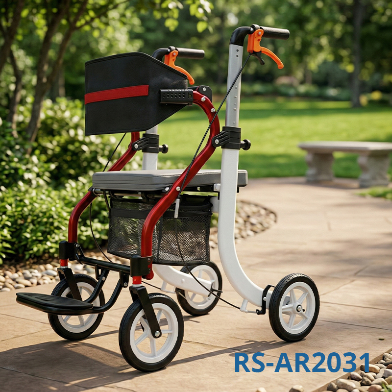 AR2031 Rollator Walker for Rehabilitation Patients Adjustable Height, Comfortable Seating, Easy Maneuverability for Mobility Support