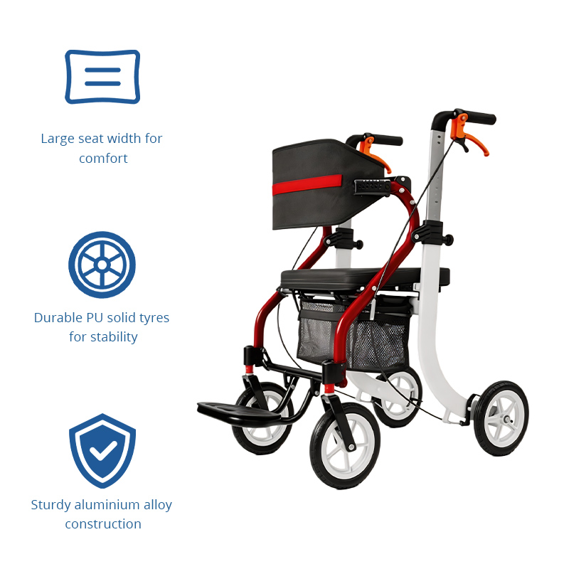 AR2031 Rollator Walker for Rehabilitation Patients Adjustable Height, Comfortable Seating, Easy Maneuverability for Mobility Support