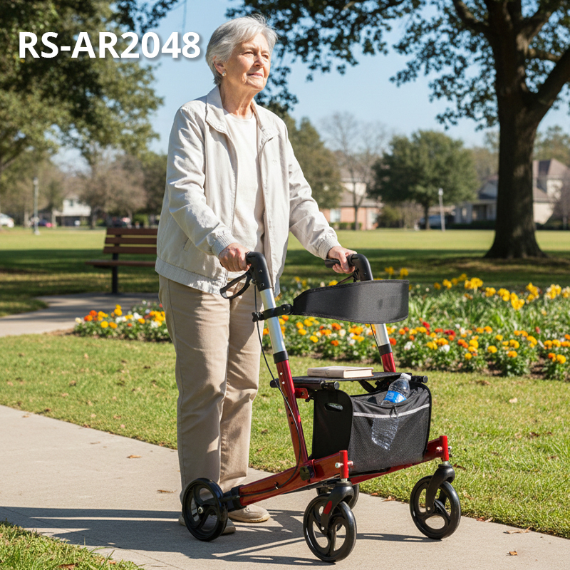 AR2048 Folding Rollator Walker for Mobility-Impaired Individuals Premium Durable and Easy-to-Use Solution for Outdoor Walking Needs