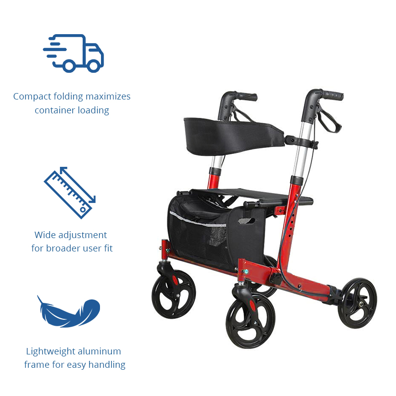 AR2048 Folding Rollator Walker for Mobility-Impaired Individuals Premium Durable and Easy-to-Use Solution for Outdoor Walking Needs