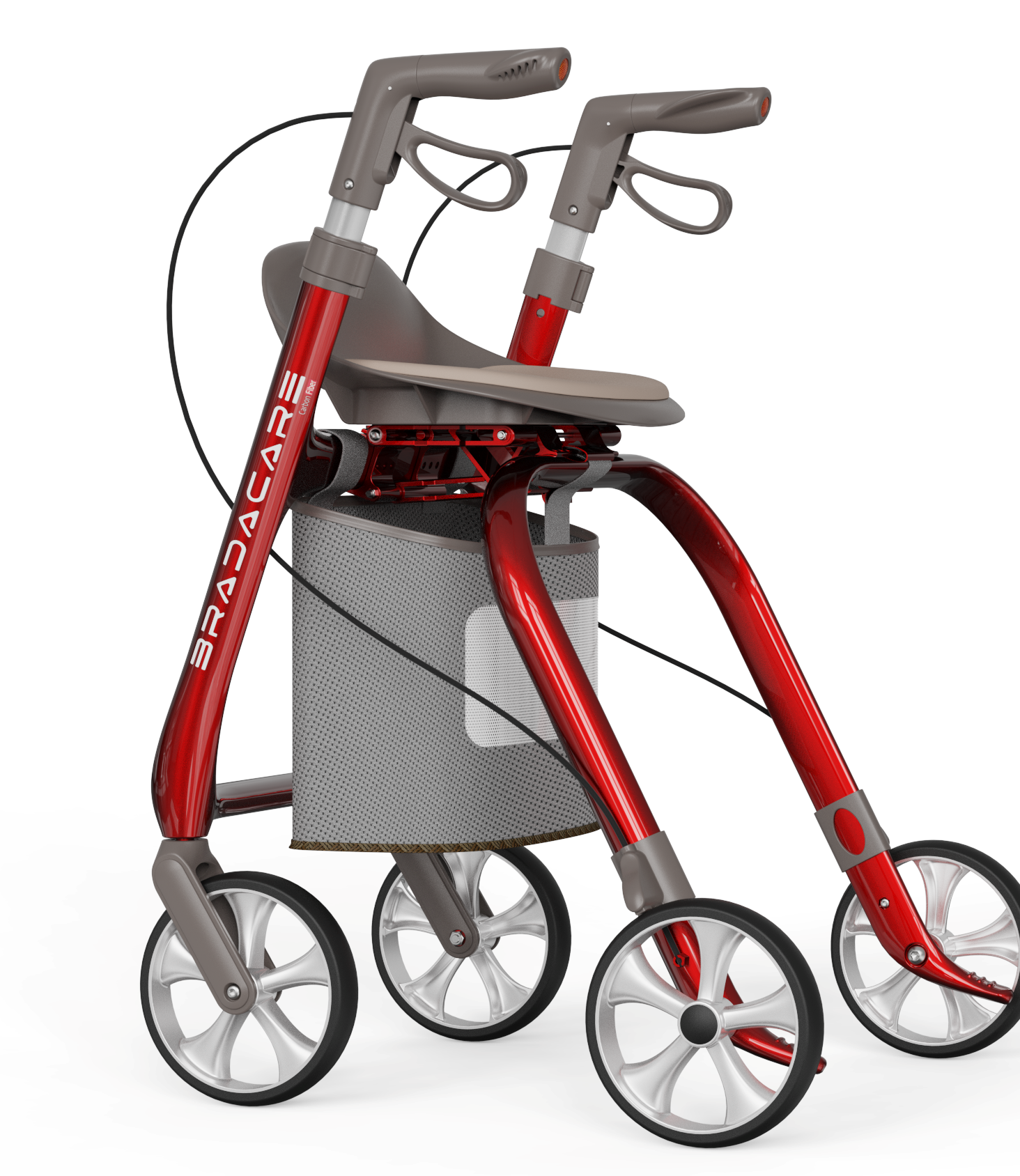 RELAXSMITH Foldable Carbon Fiber 4-Wheeled Rollator for Tight Rehab Environments