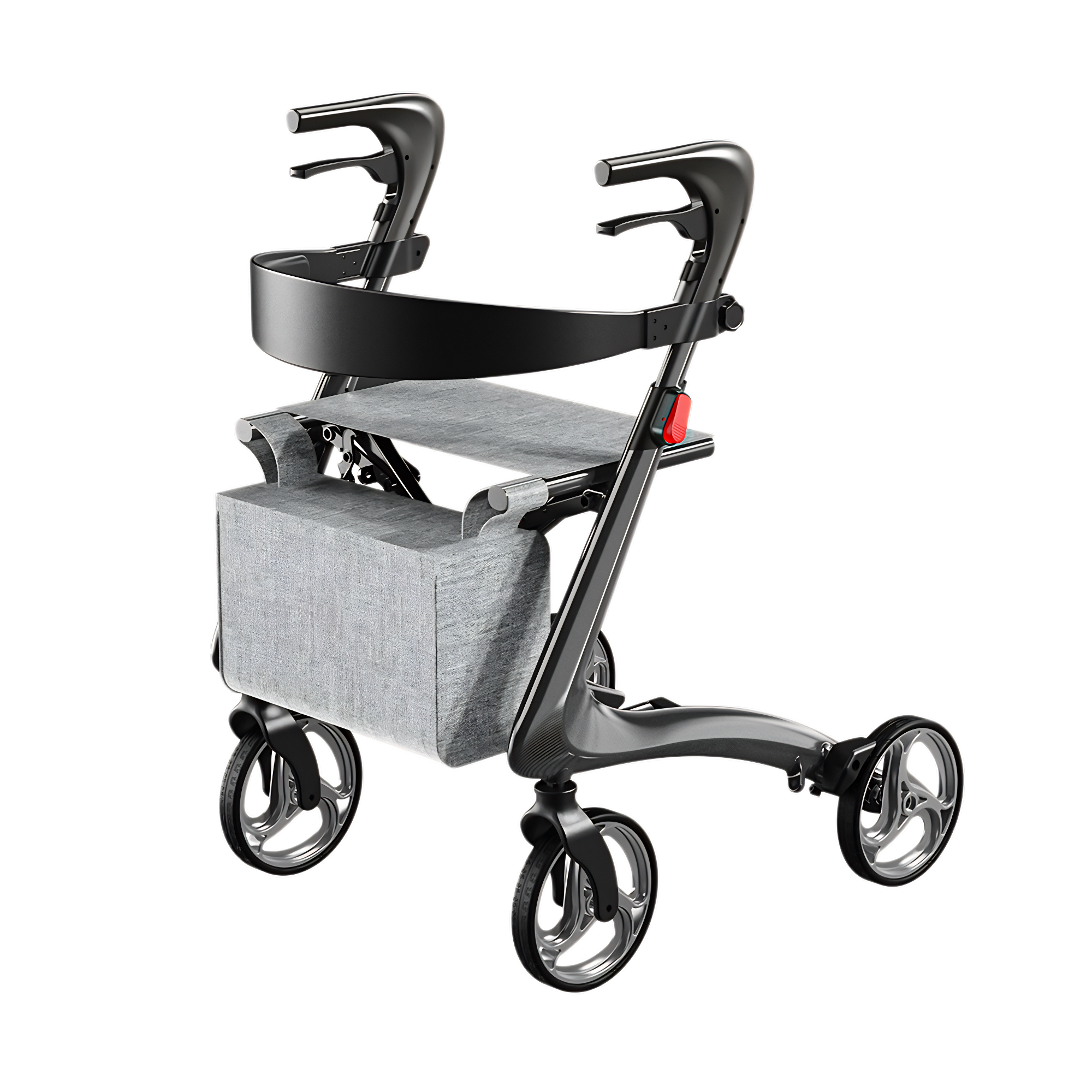 RELAXSMITH Narrow Carbon Steel 4-Wheeled Rollator for Indoor Use in Homes with Narrow Hallways