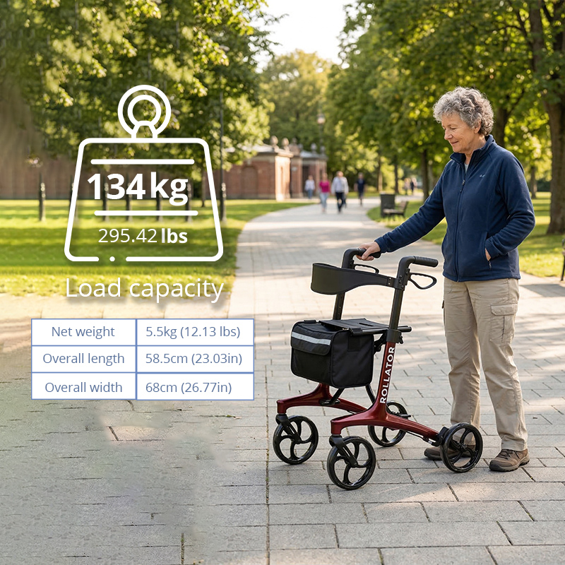 CR3012 Ultralight Carbon Fiber Rollator for Rehabilitation Patients Stylish and Convenient Mobility Aid for Enhanced Recovery