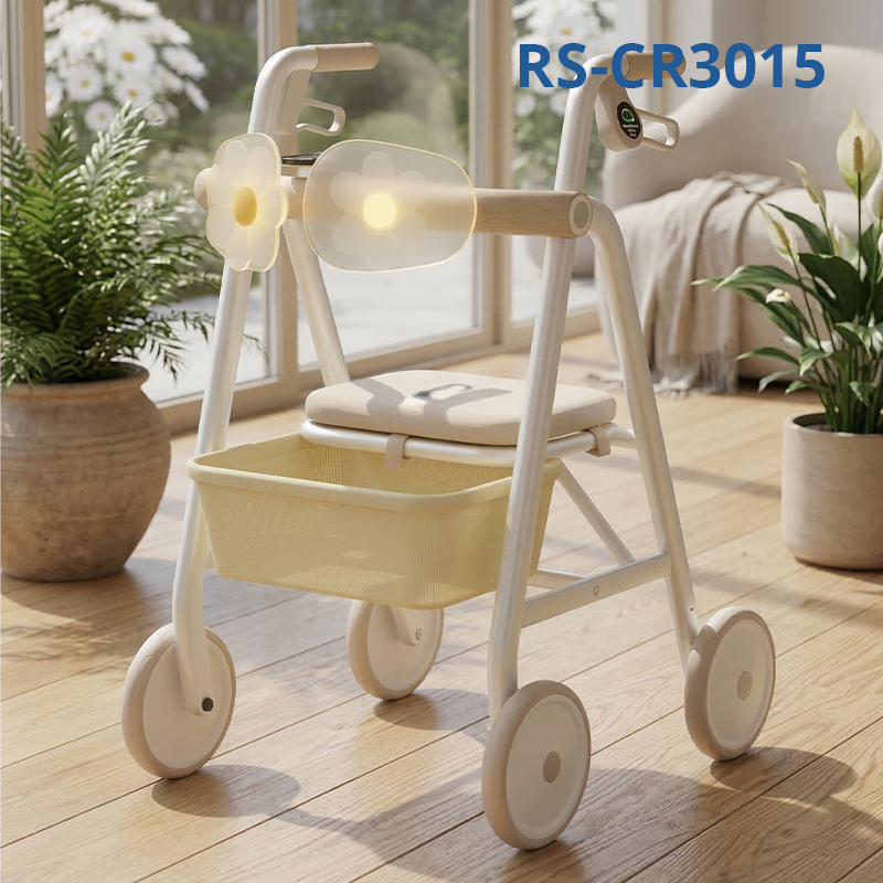 CR3015 Futuristic Design Carbon Fiber Rollator Walker Ultra Lightweight Mobility Walker with Seat Basket for Seniors