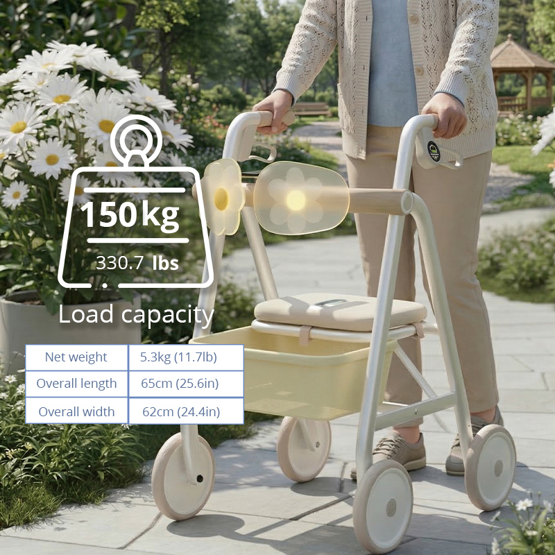 CR3015 Futuristic Design Carbon Fiber Rollator Walker Ultra Lightweight Mobility Walker with Seat Basket for Seniors