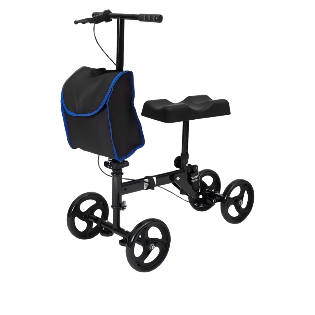 Foldable Classic Black Knee Walker with Ergonomic Grips
