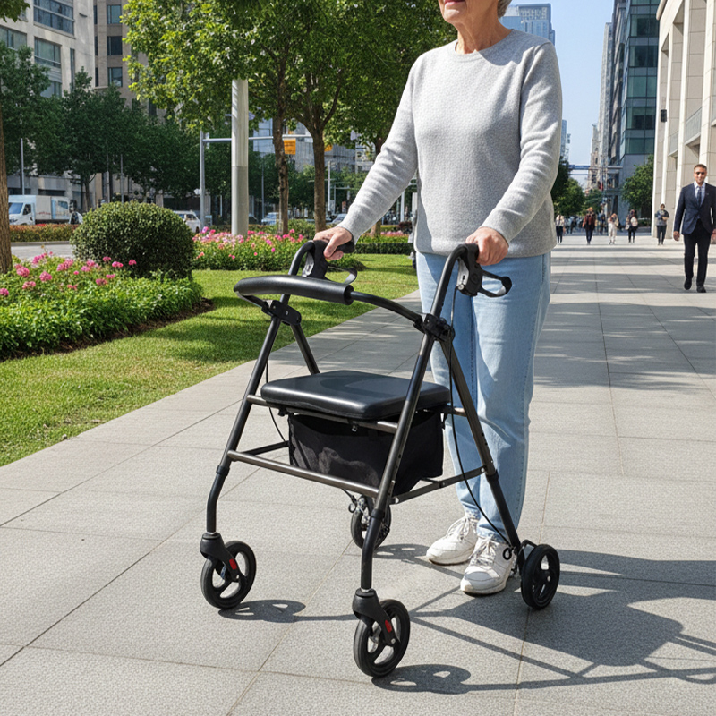 RS-SR1001 Durable Steel Rollator Walker – CE Certified, 100kg Capacity, Lightweight Mobility Aid for Seniors & Chronic Illness Patients